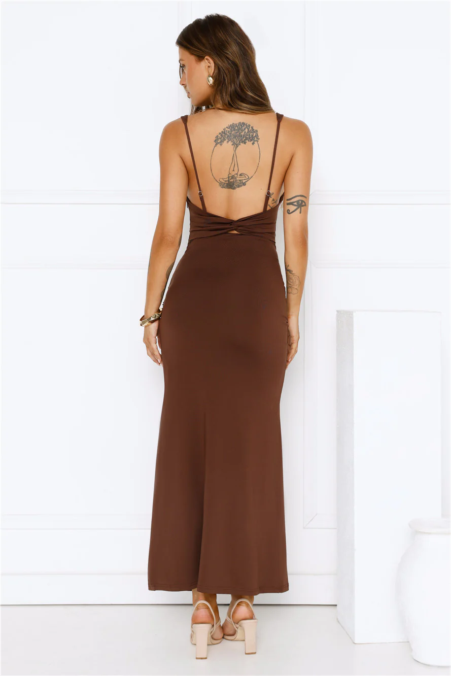 Rosé Routine Maxi Dress Brown