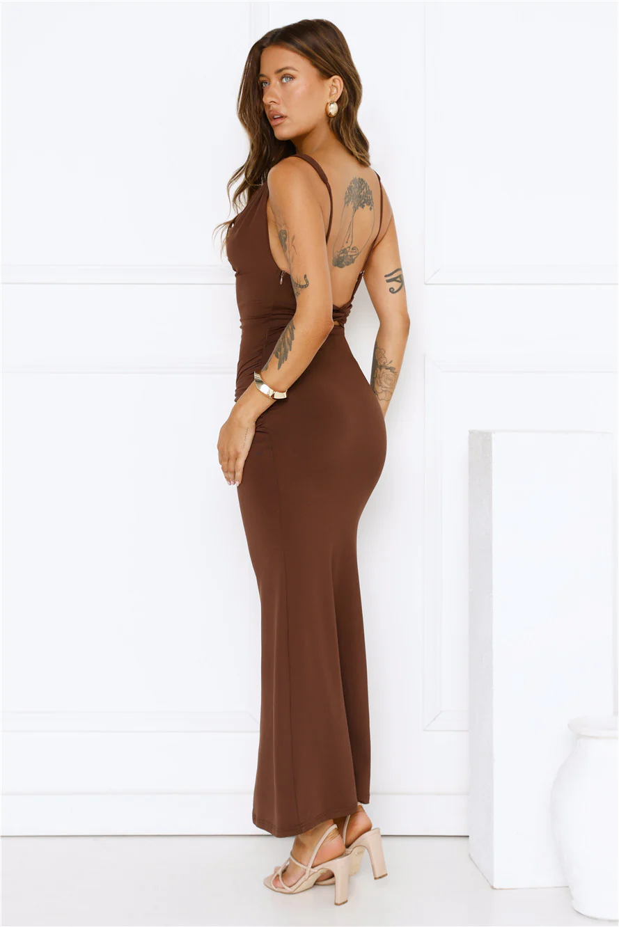Rosé Routine Maxi Dress Brown