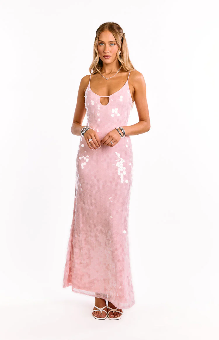 Lyanna Pink Sequin Maxi Dress