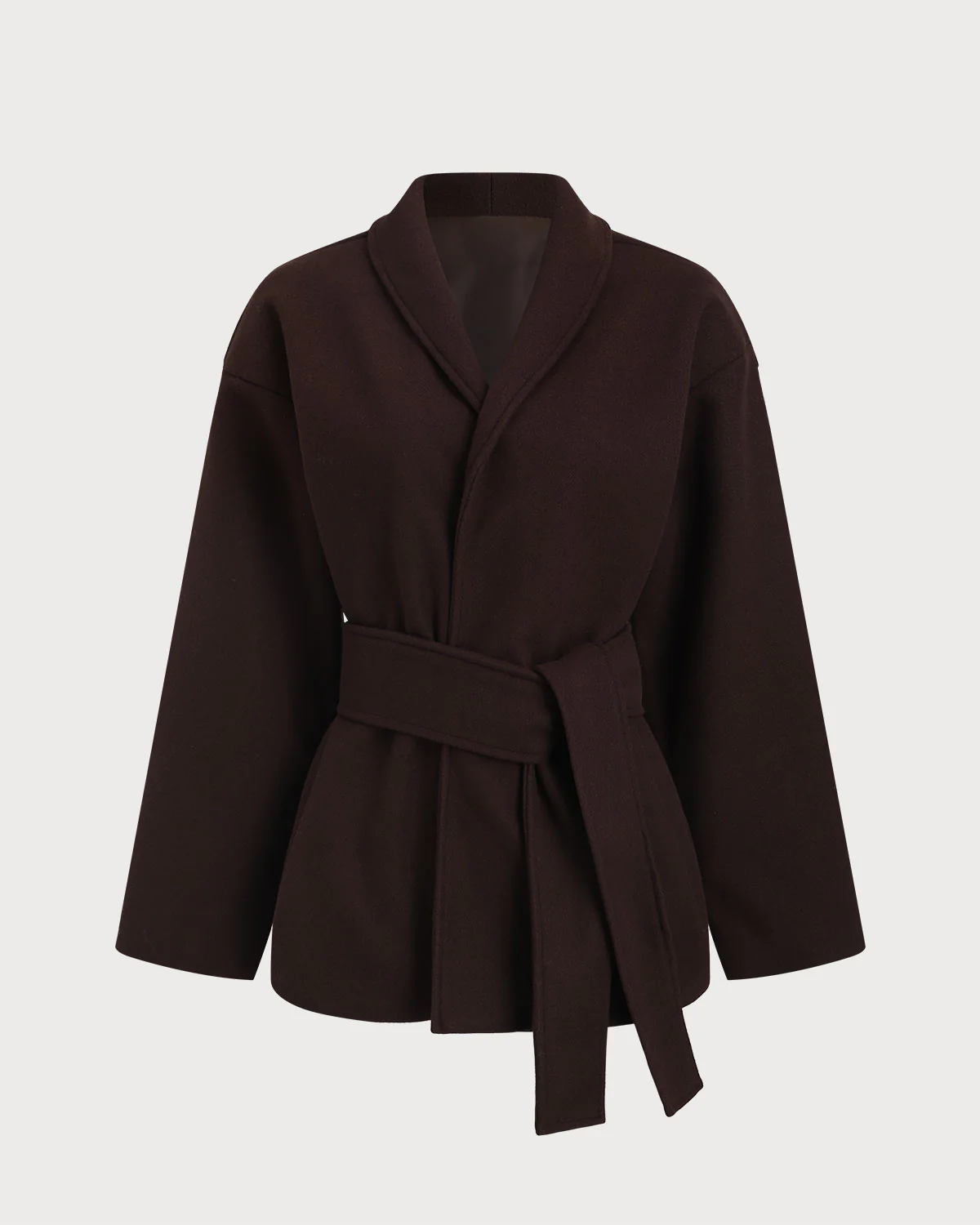 Coffee Belted Shawl Coat