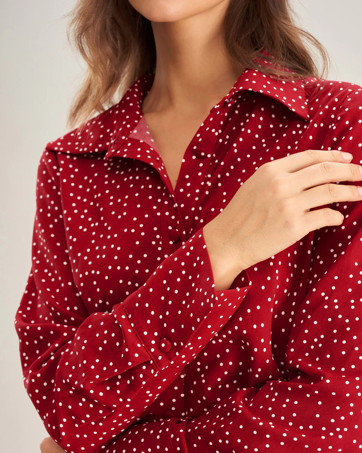 Red Polka Dot A-Line Midi Dress
