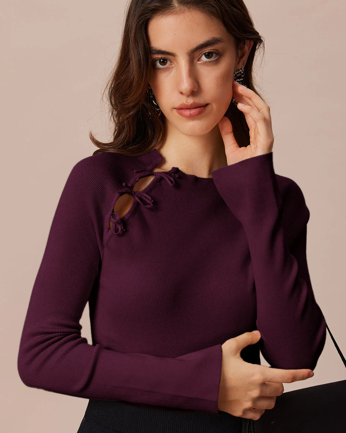 Purple Bell Sleeve Knit Tee