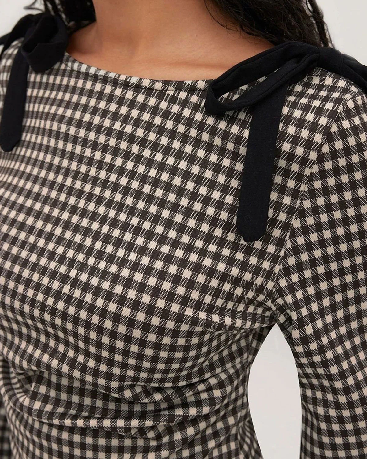 Coffee Plaid Bell Sleeve Tee