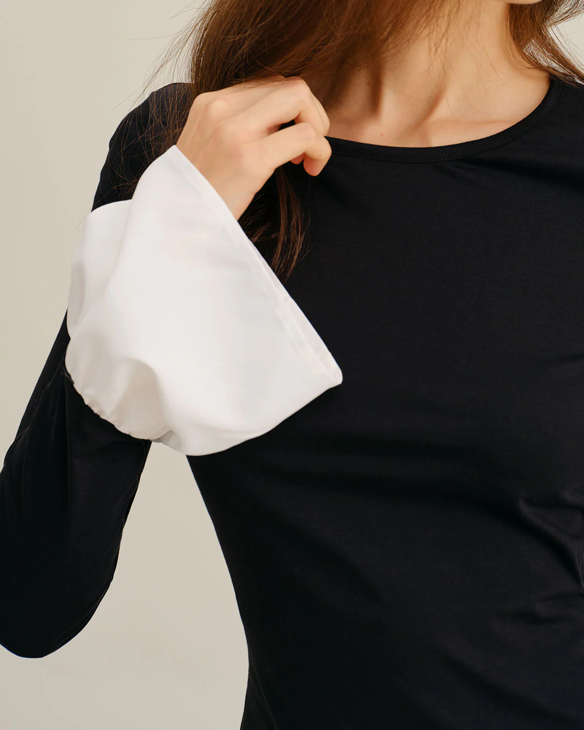 Black Contrasting A-Line Ruffle Mini Dress