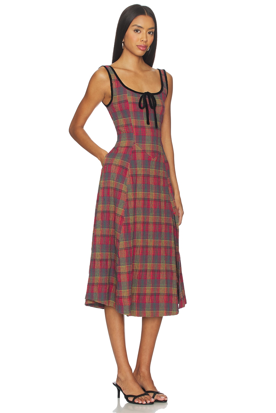 Freya Plaid Midi Dress