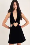 Velvet Heart Cut Out Halter Neck Mini Dress