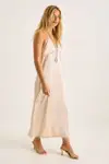 Satin Lace Trim Maxi Slip Dress