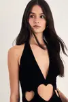 Velvet Heart Cut Out Halter Neck Mini Dress