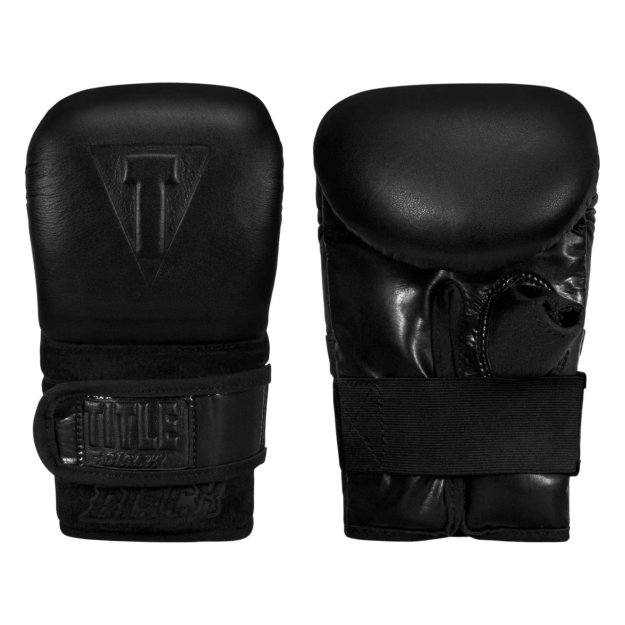 TITLE Black Old School Leather Pro Bag Boxing Gloves
