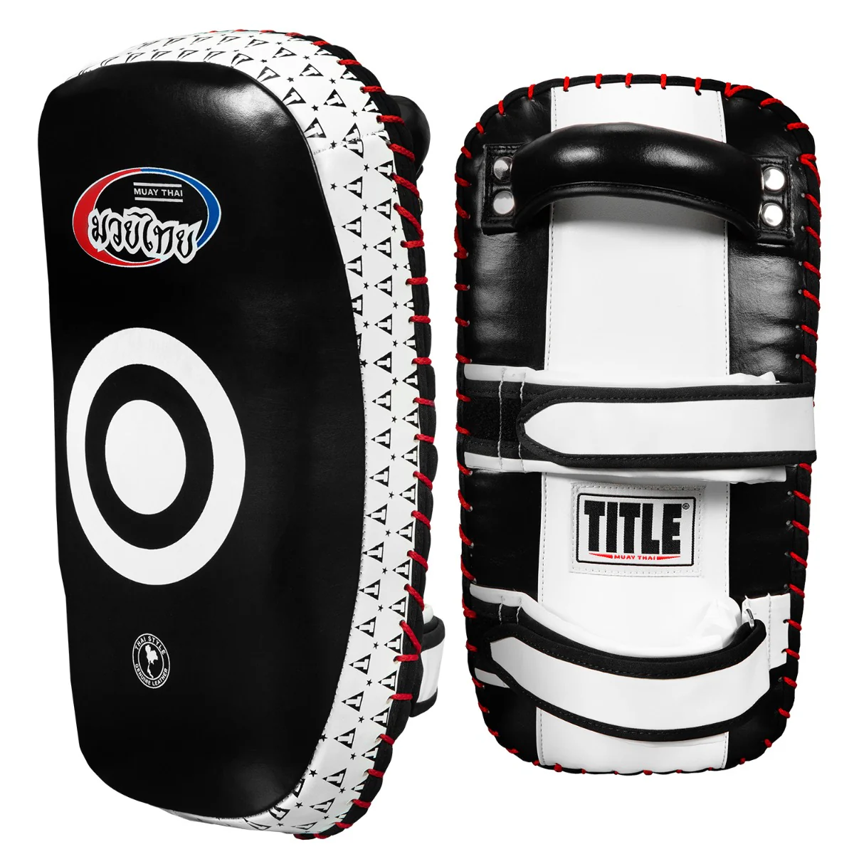 TITLE Muay Thai Leather Contoured Thai Pads (Pair)