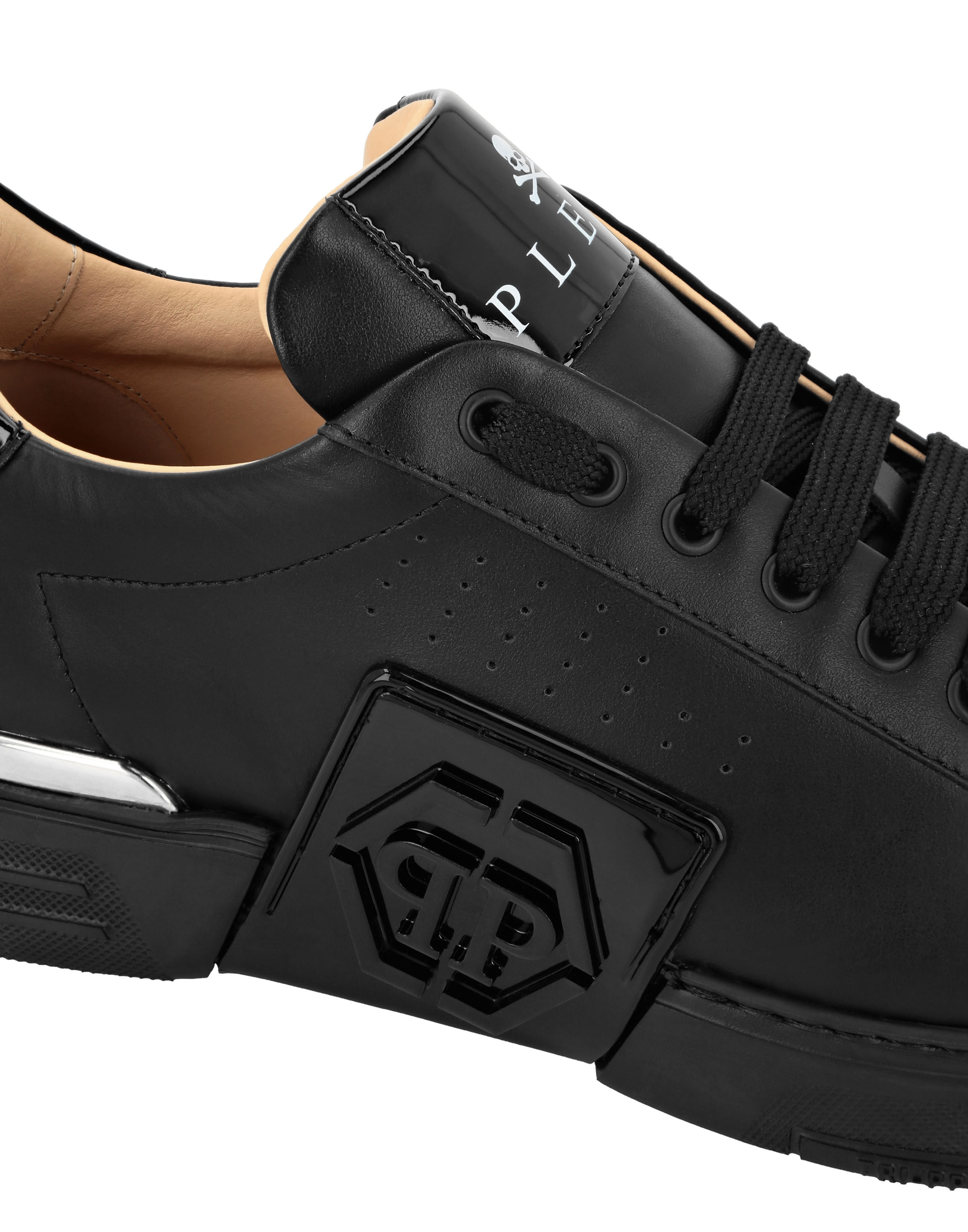 PHILPP PLEIN Lo-Top Leather Sneakers Phantom Kick$