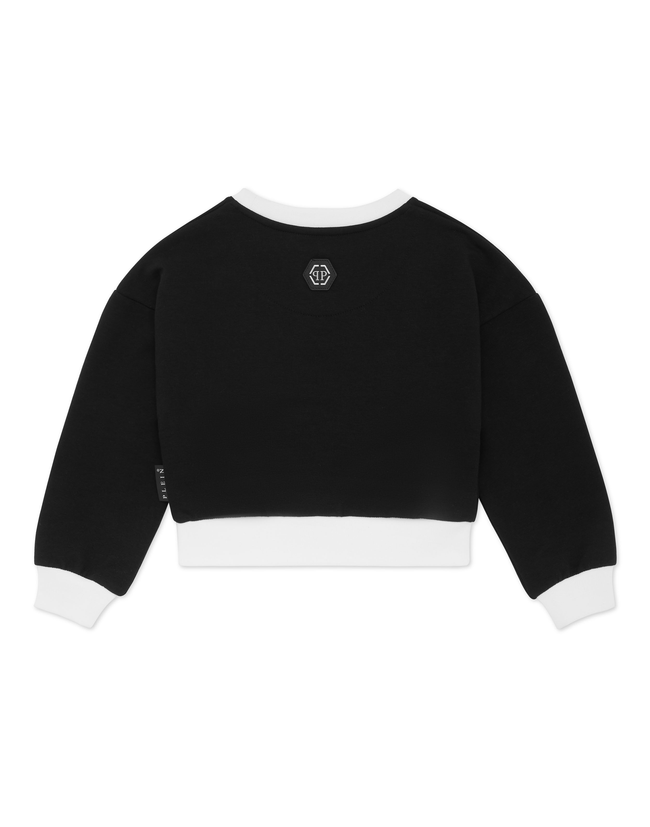PHILPP PLEIN Cropped Sweatshirt Round Neck LS Signature