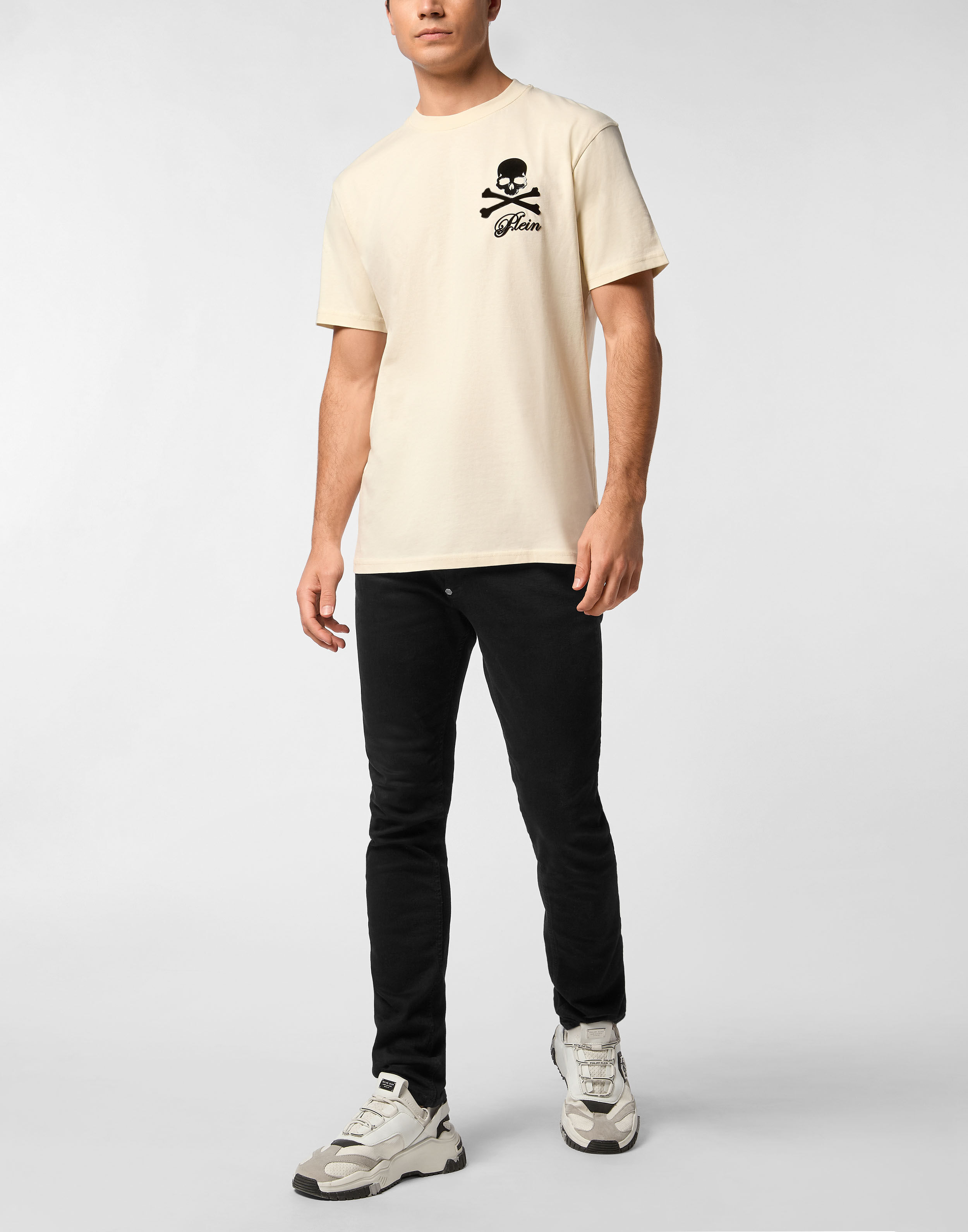 PHILPP PLEIN Printed Round Neck T-Shirt Skull & Bones