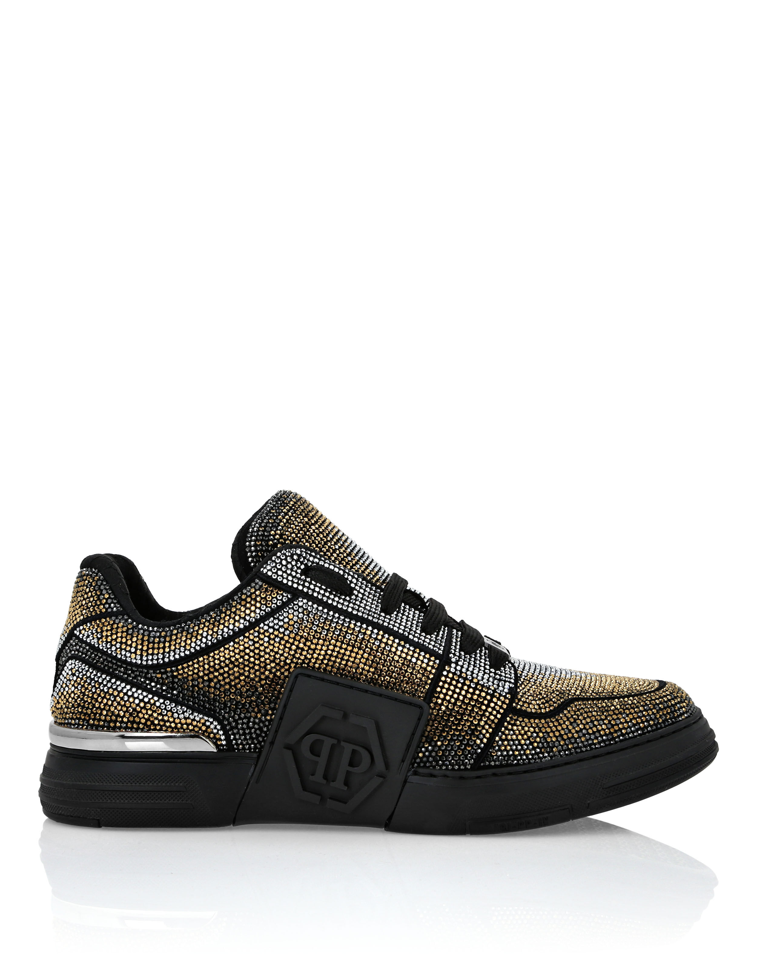 PHILPP PLEIN Suede Lo-Top Sneakers Strass Hexagon