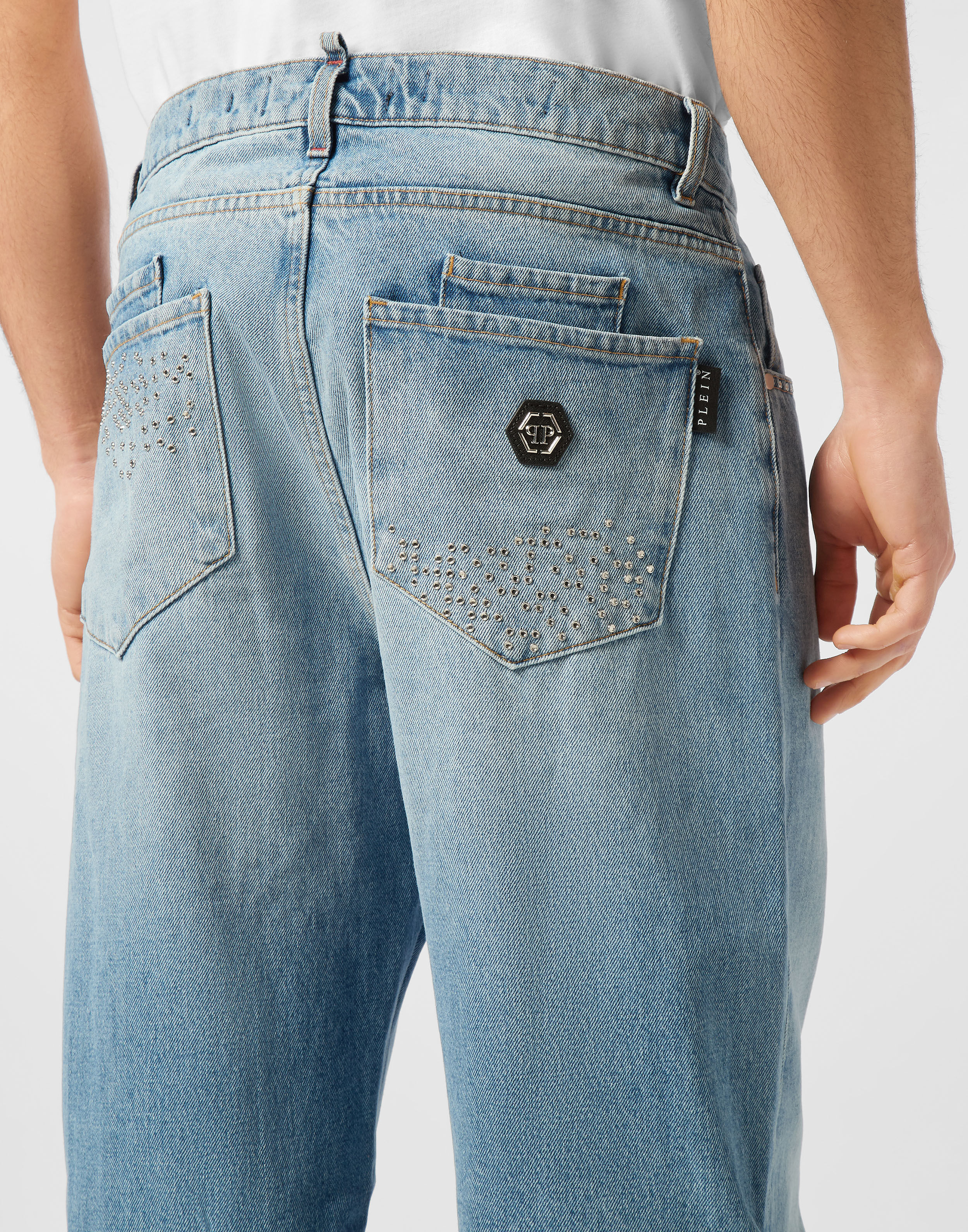 PHILPP PLEIN Denim Beach Boy Fit Trousers Studs