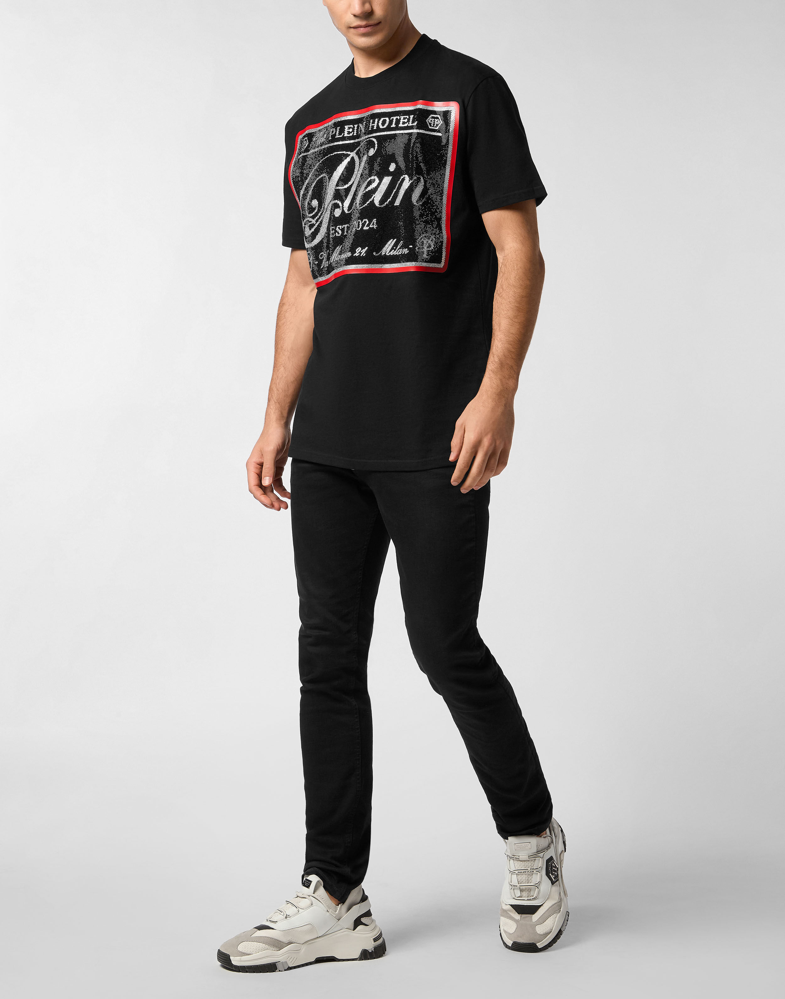 PHILPP PLEIN Round Neck T-Shirt Patch Stones