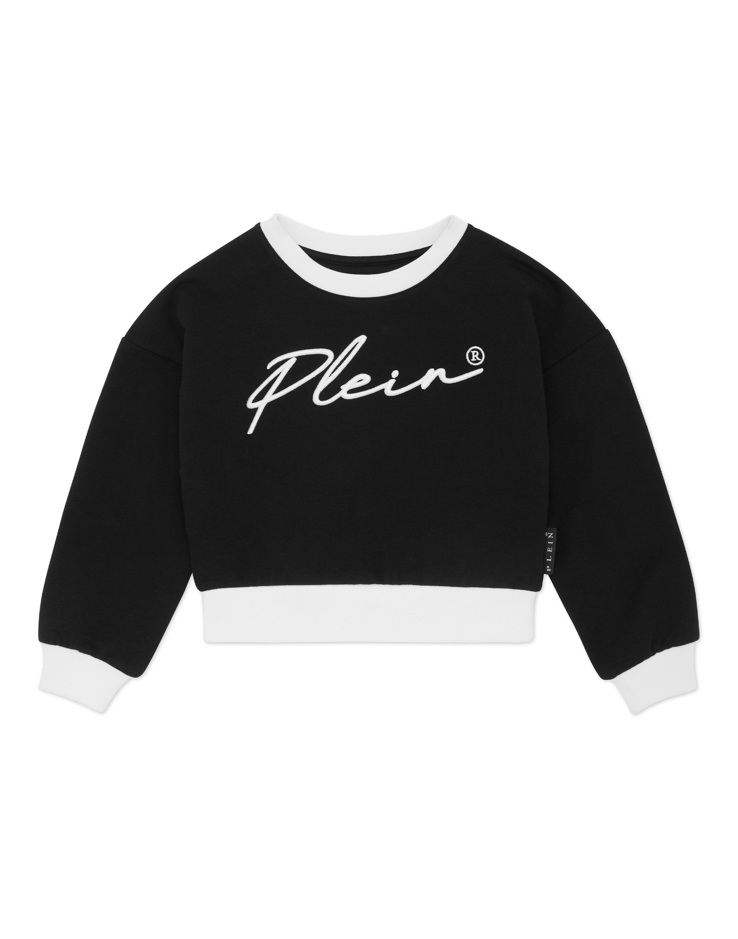 PHILPP PLEIN Cropped Sweatshirt Round Neck LS Signature