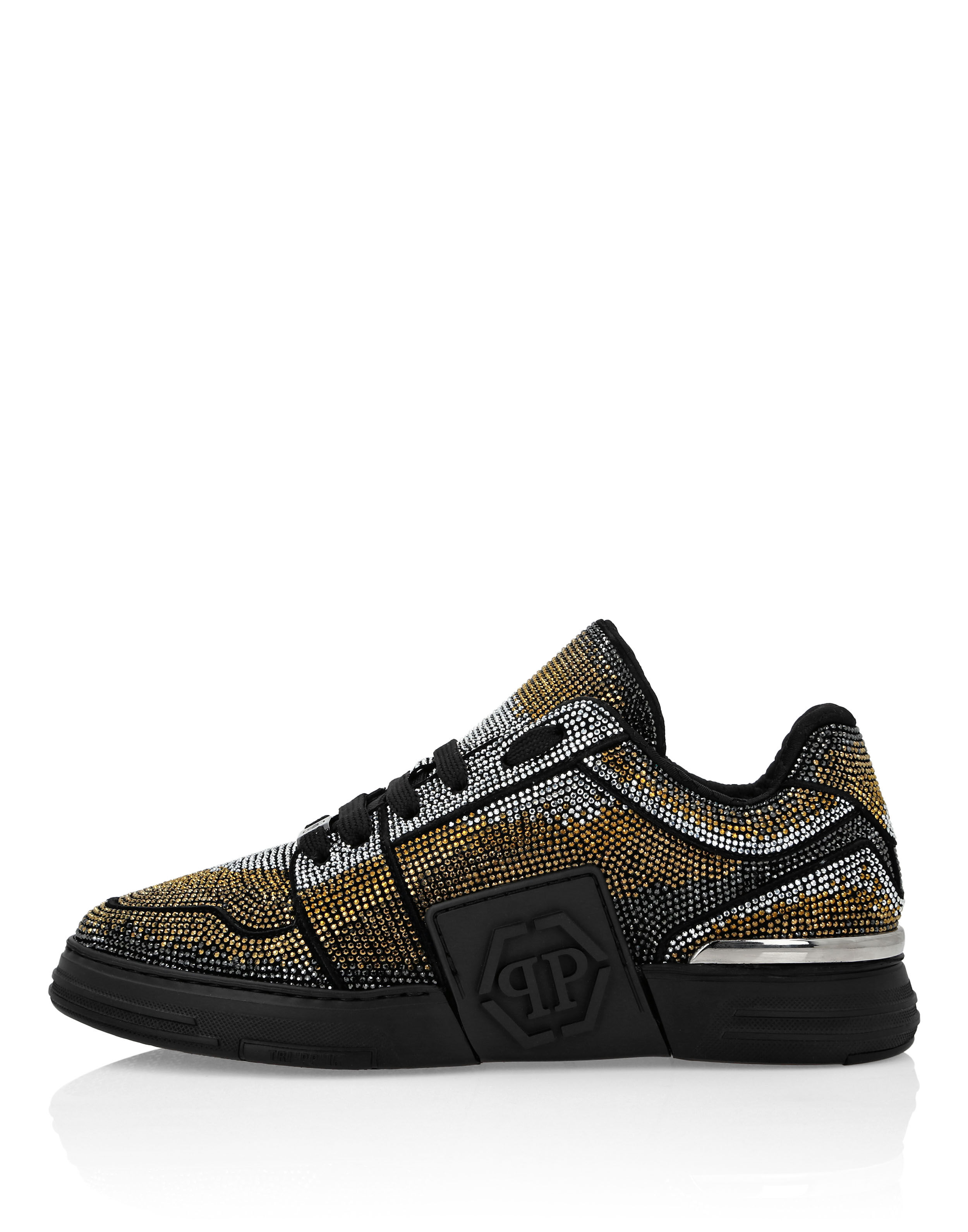 PHILPP PLEIN Suede Lo-Top Sneakers Strass Hexagon