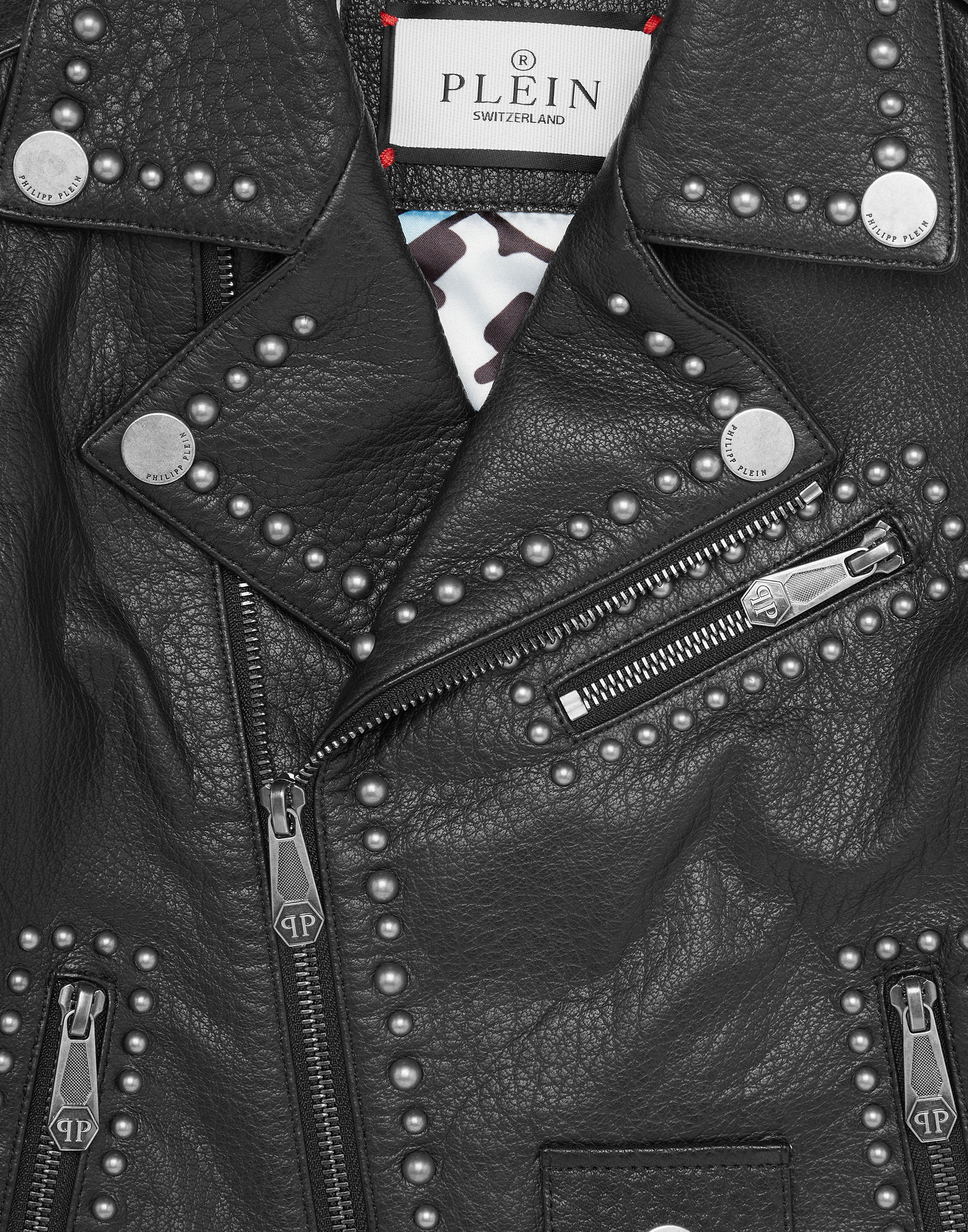 PHILPP PLEIN Leather Biker Jacket Smile