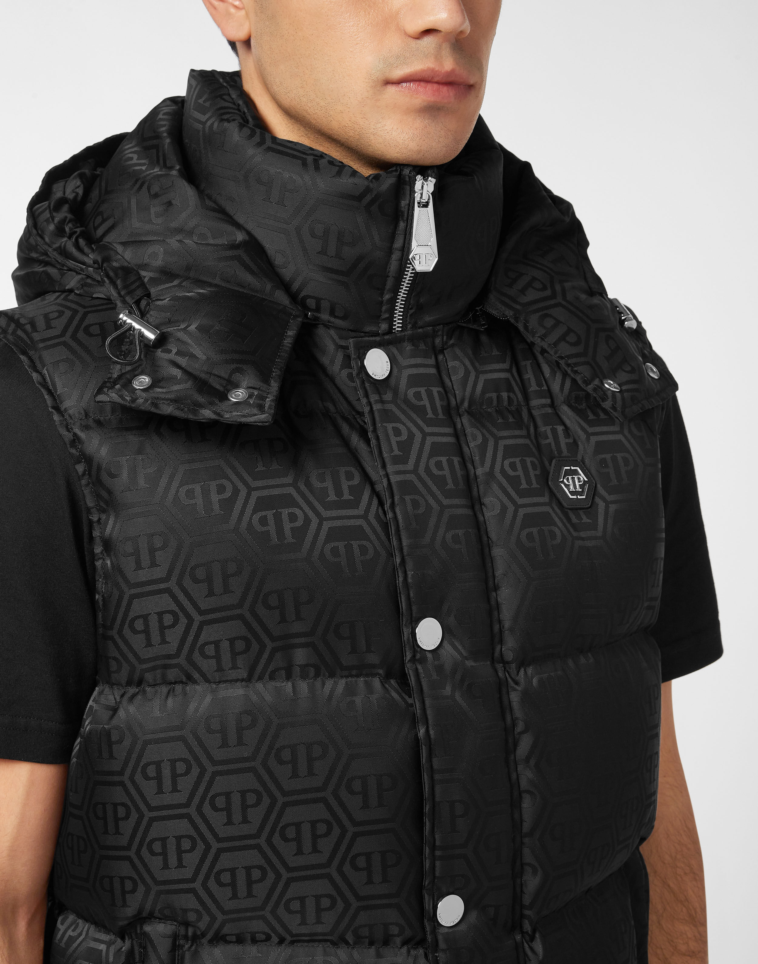 PHILPP PLEIN Nylon Down Vest Monogram