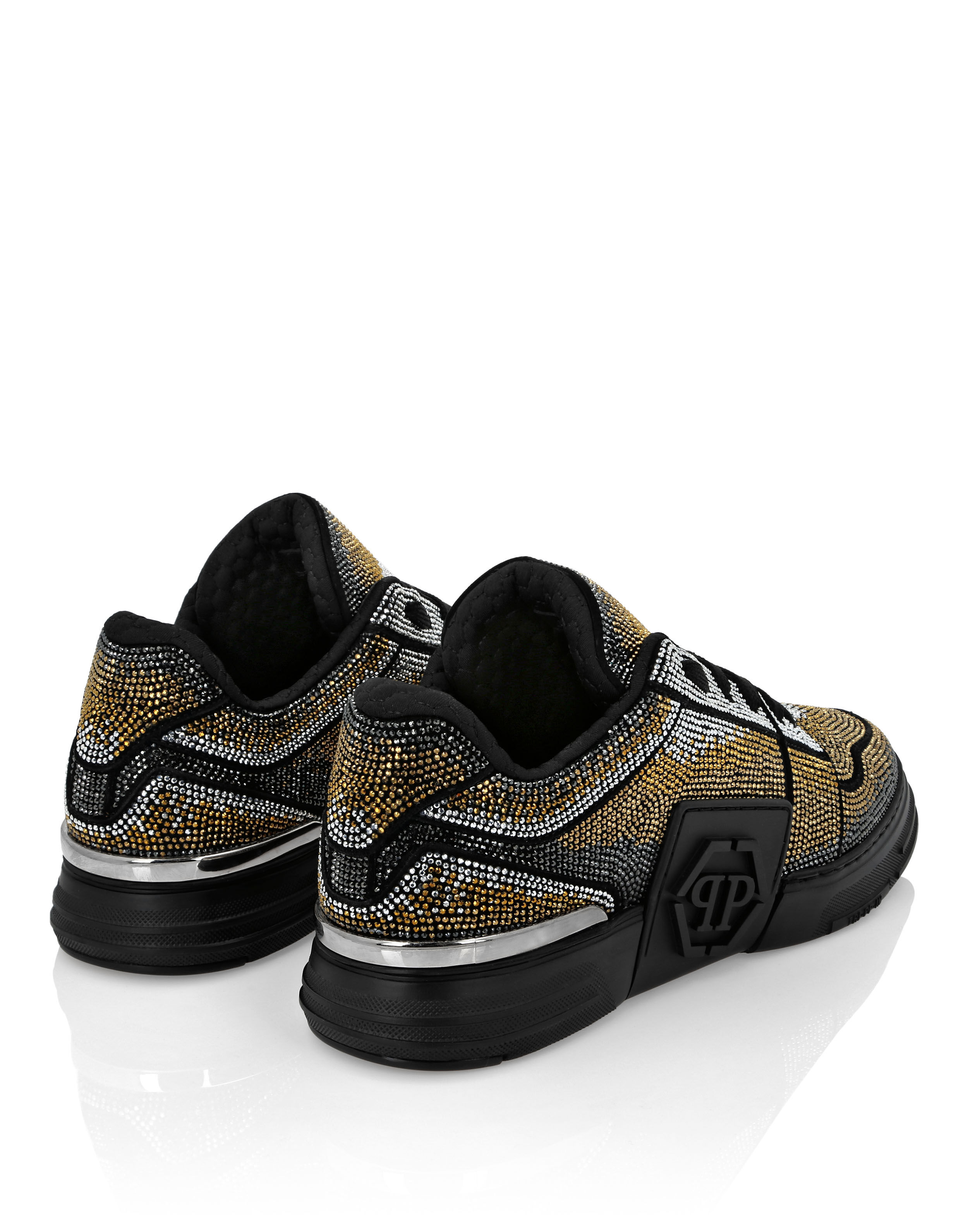 PHILPP PLEIN Suede Lo-Top Sneakers Strass Hexagon