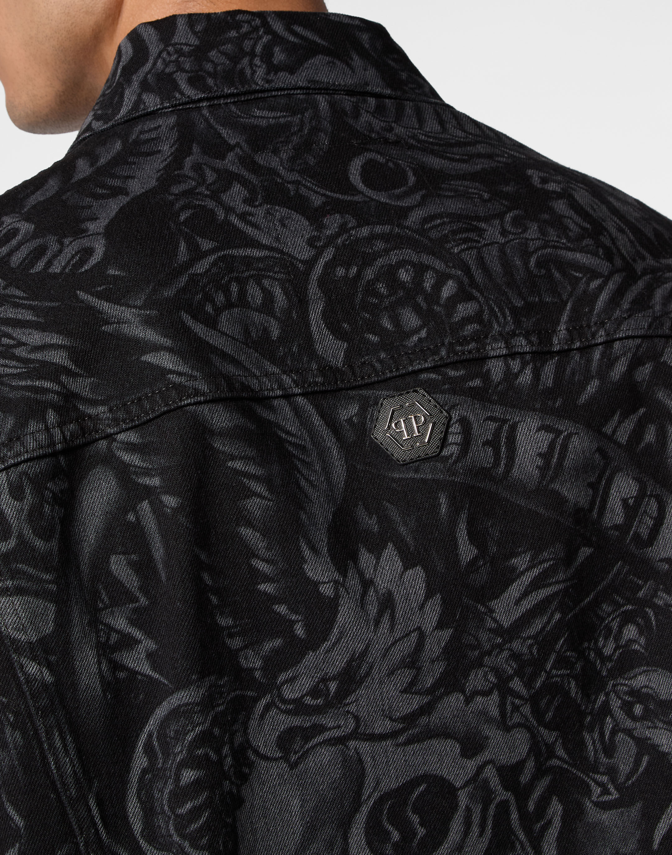 PHILPP PLEIN Oversized Denim Jacket Tattoo