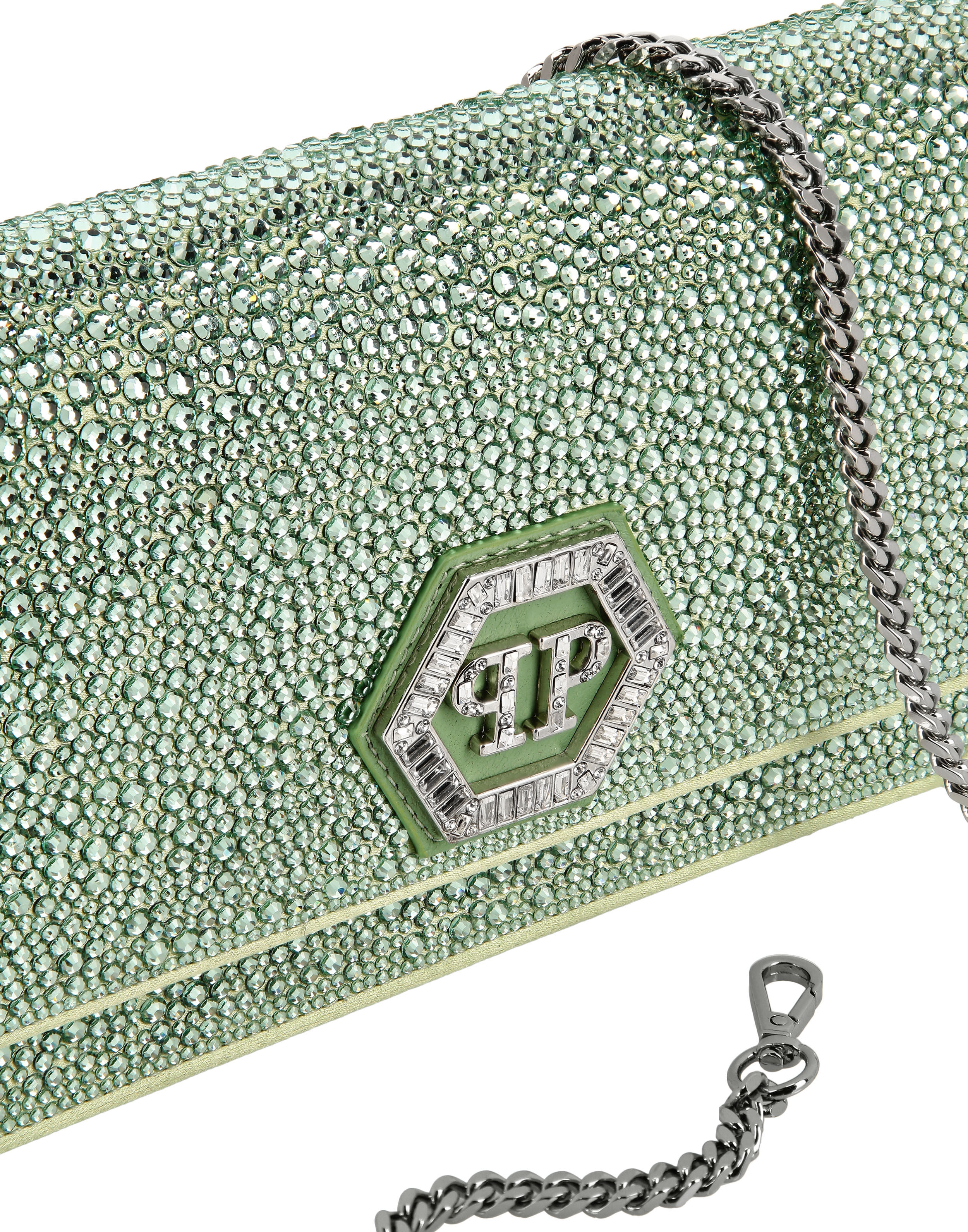 PHILPP PLEIN Suede Mini Shoulder Strass Hexagon