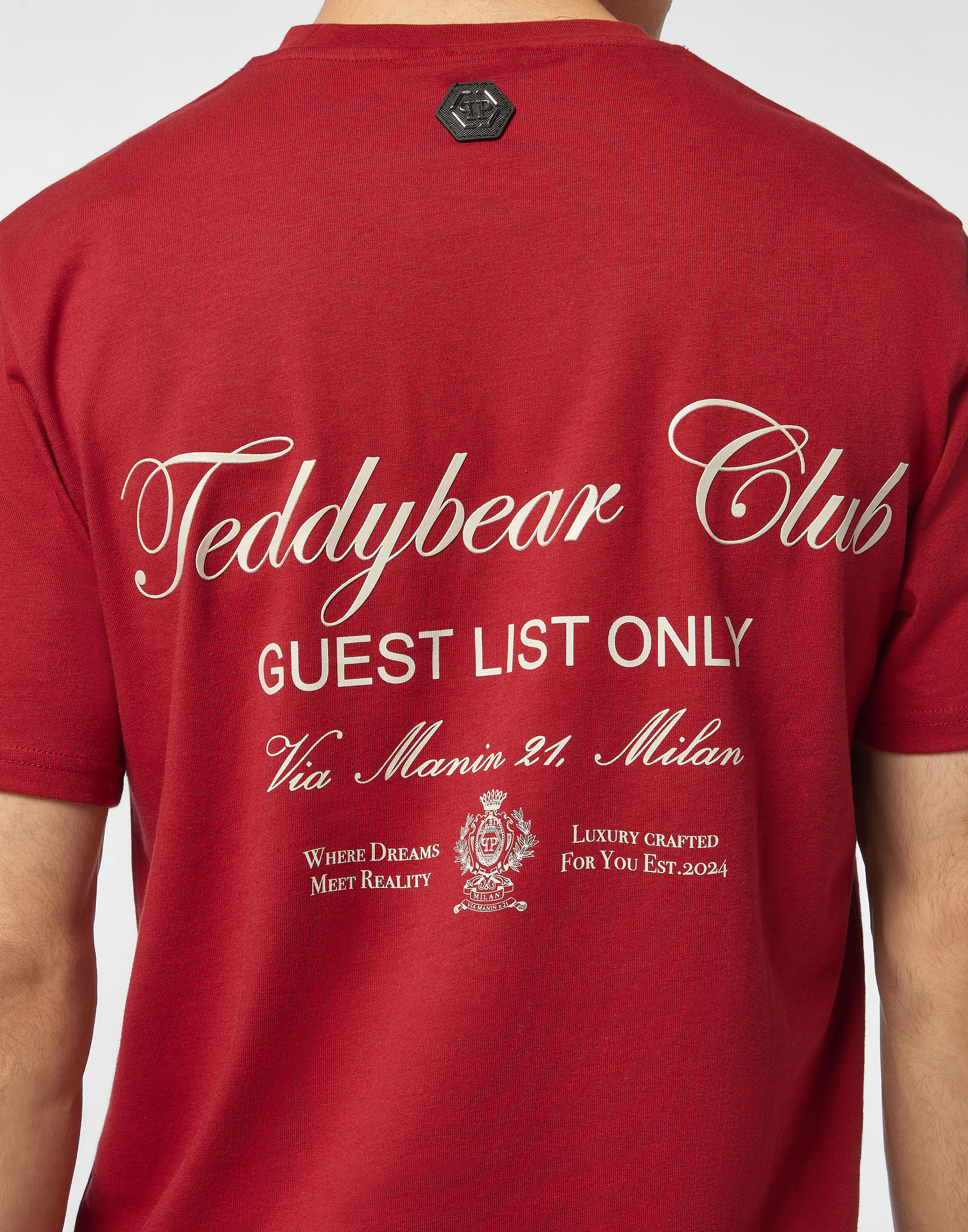 PHILPP PLEIN Embroidered Round Neck T-Shirt Strass Teddy Bear