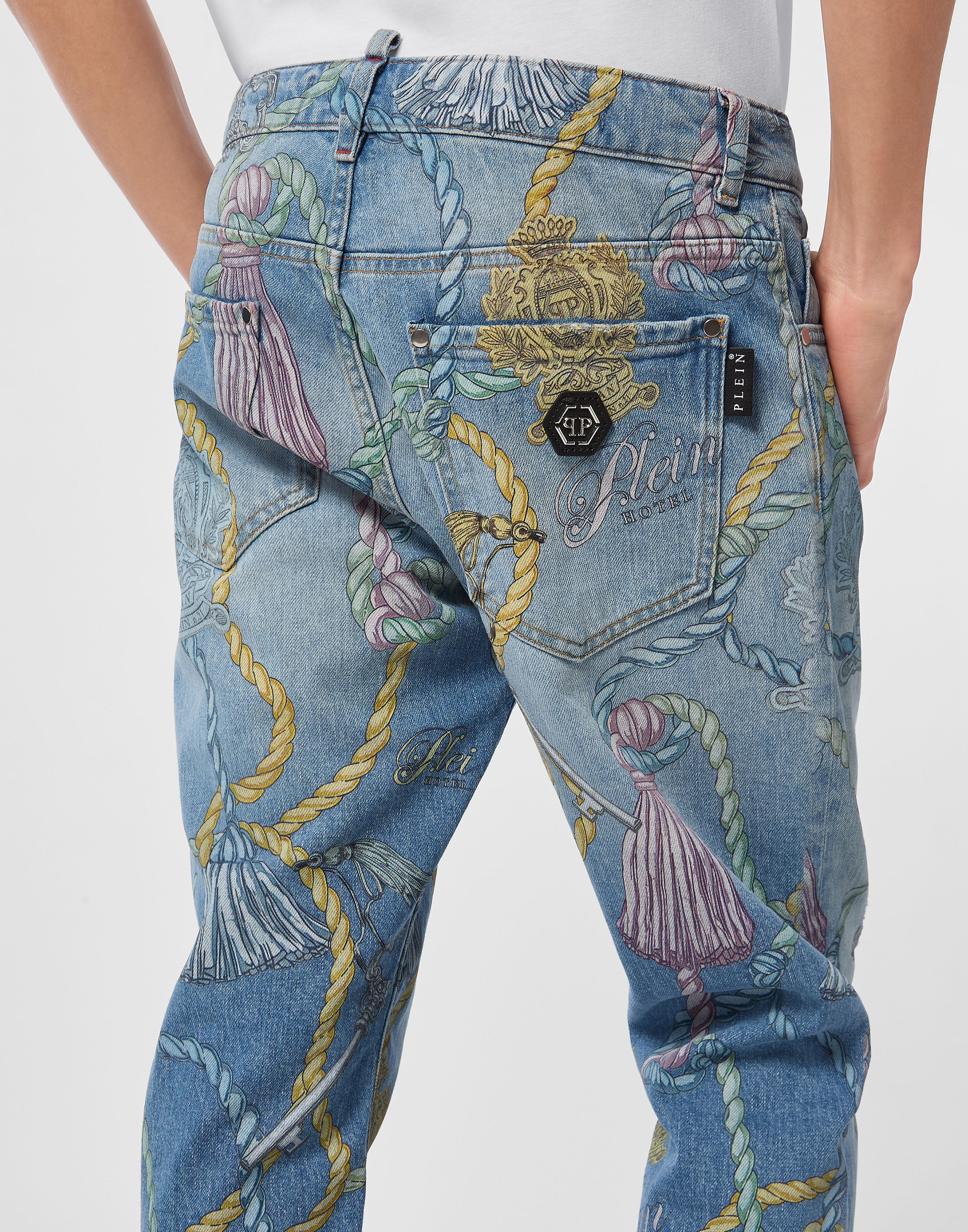 PHILPP PLEIN Super Straight Cut Jeans Tassels