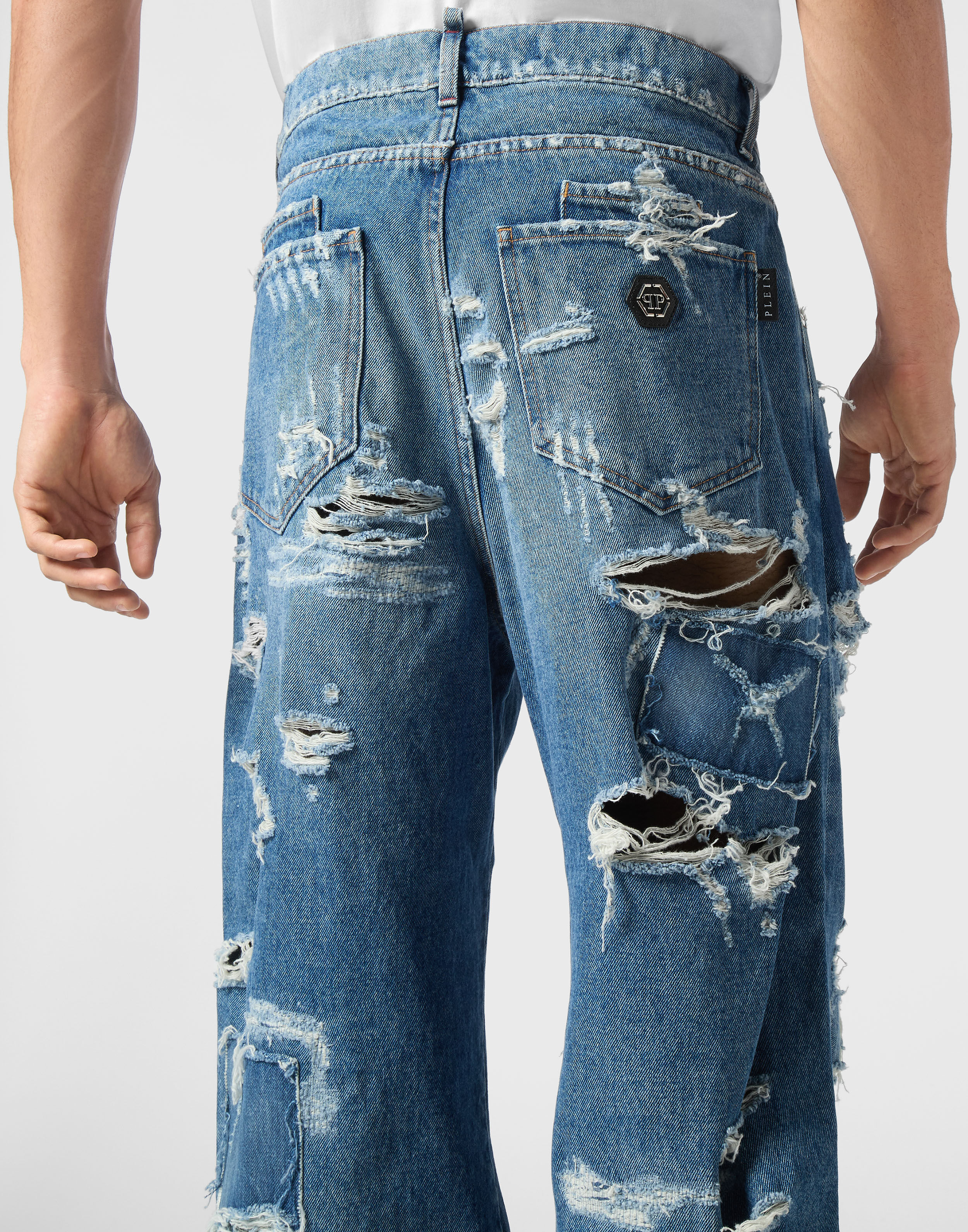 PHILPP PLEIN Denim Beach Boy Fit Trousers