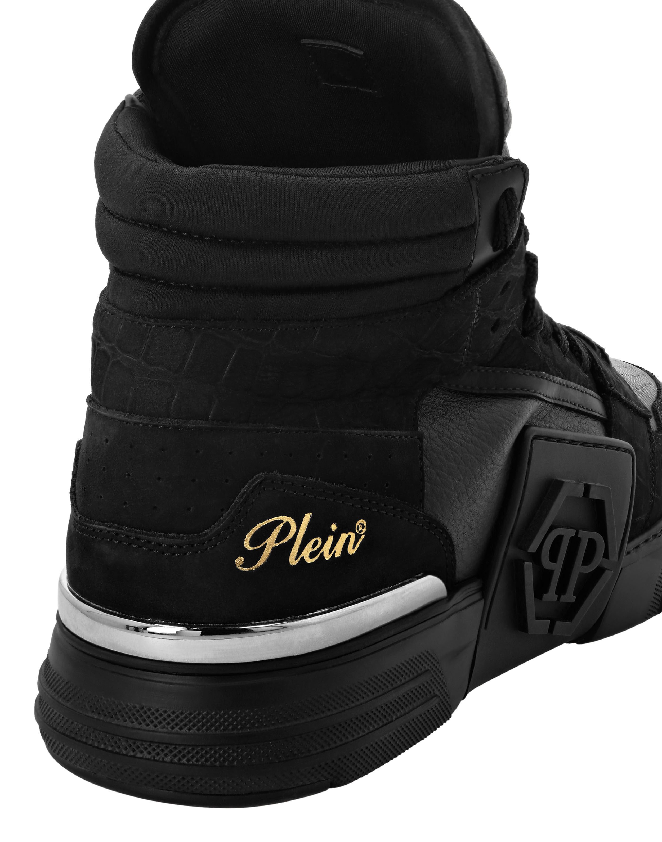 PHILPP PLEIN Nubuck Mid Top Sneakers Phantom