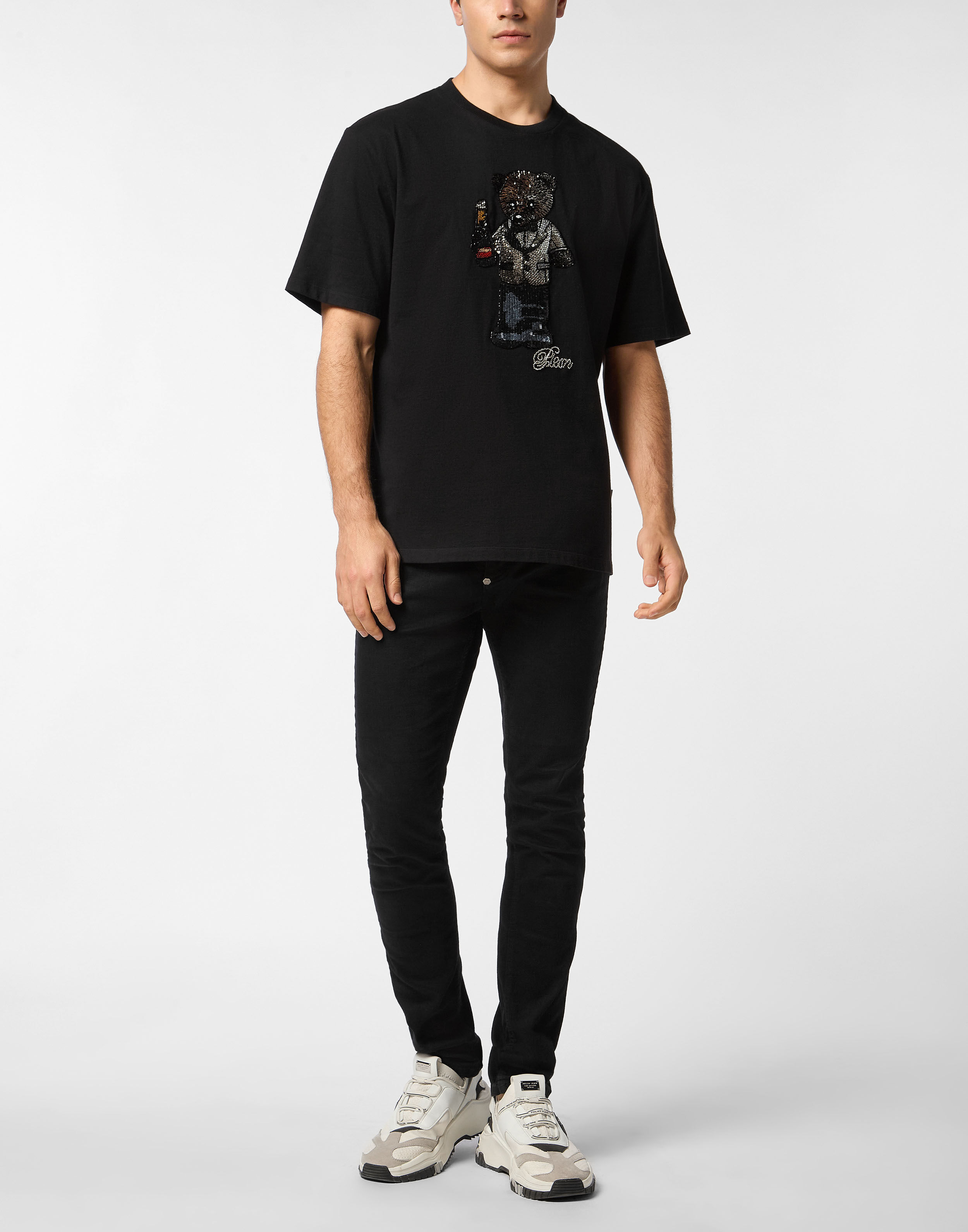 PHILPP PLEIN Round Neck T-Shirt Teddy Crystal