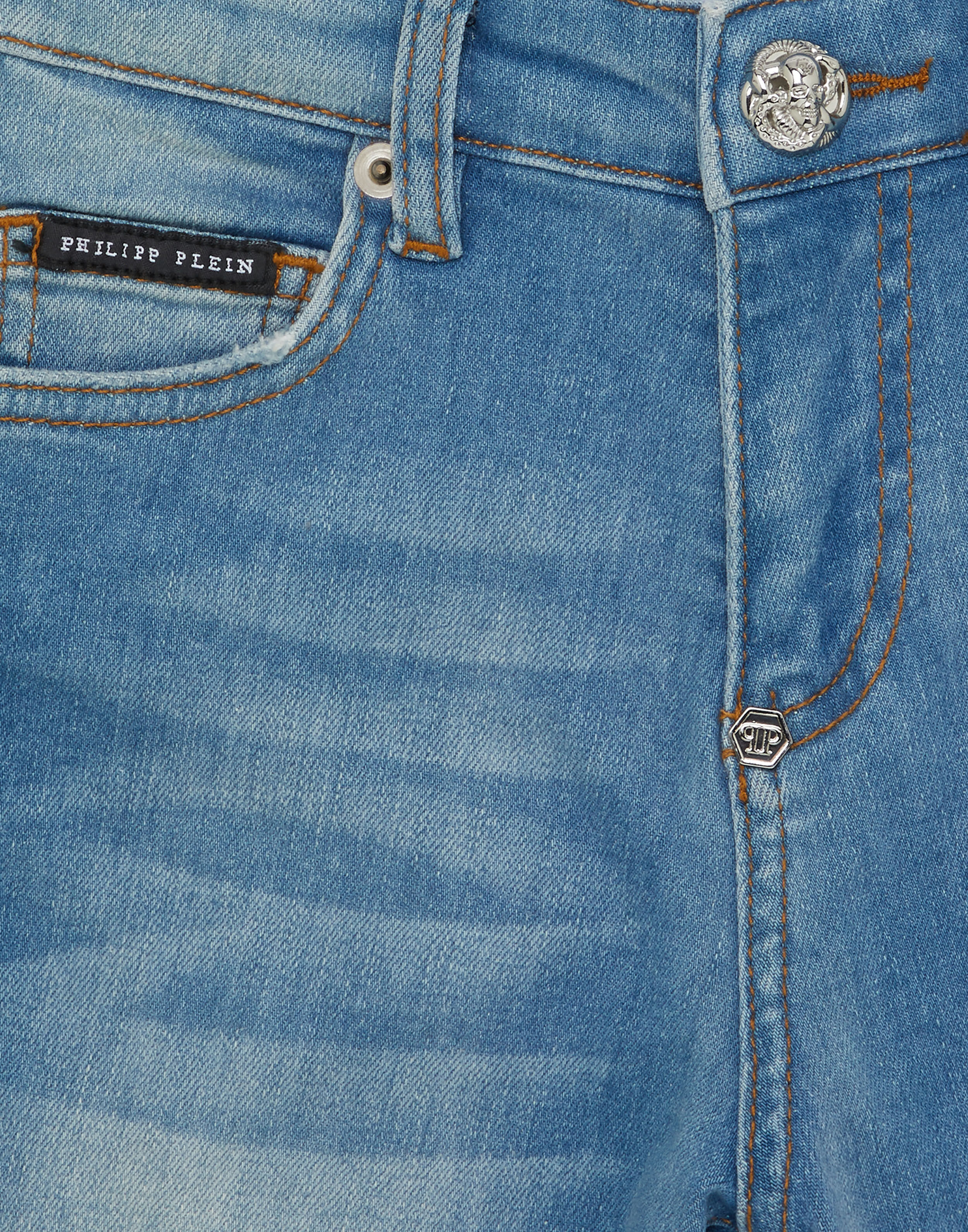 PHILPP PLEIN Cuff Denim Shorts