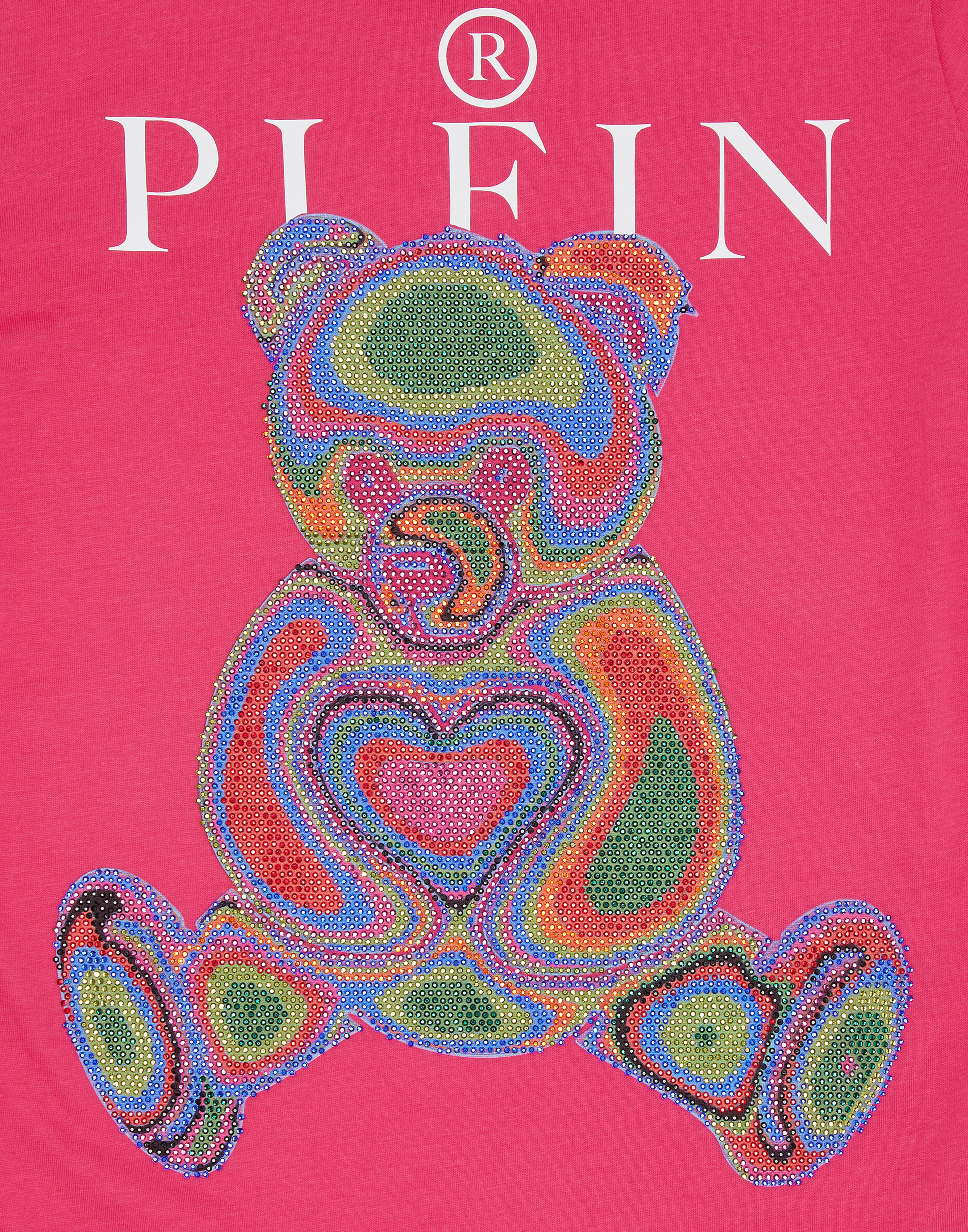 PHILPP PLEIN T-shirt Round Neck SS with Crystals Teddy Bear