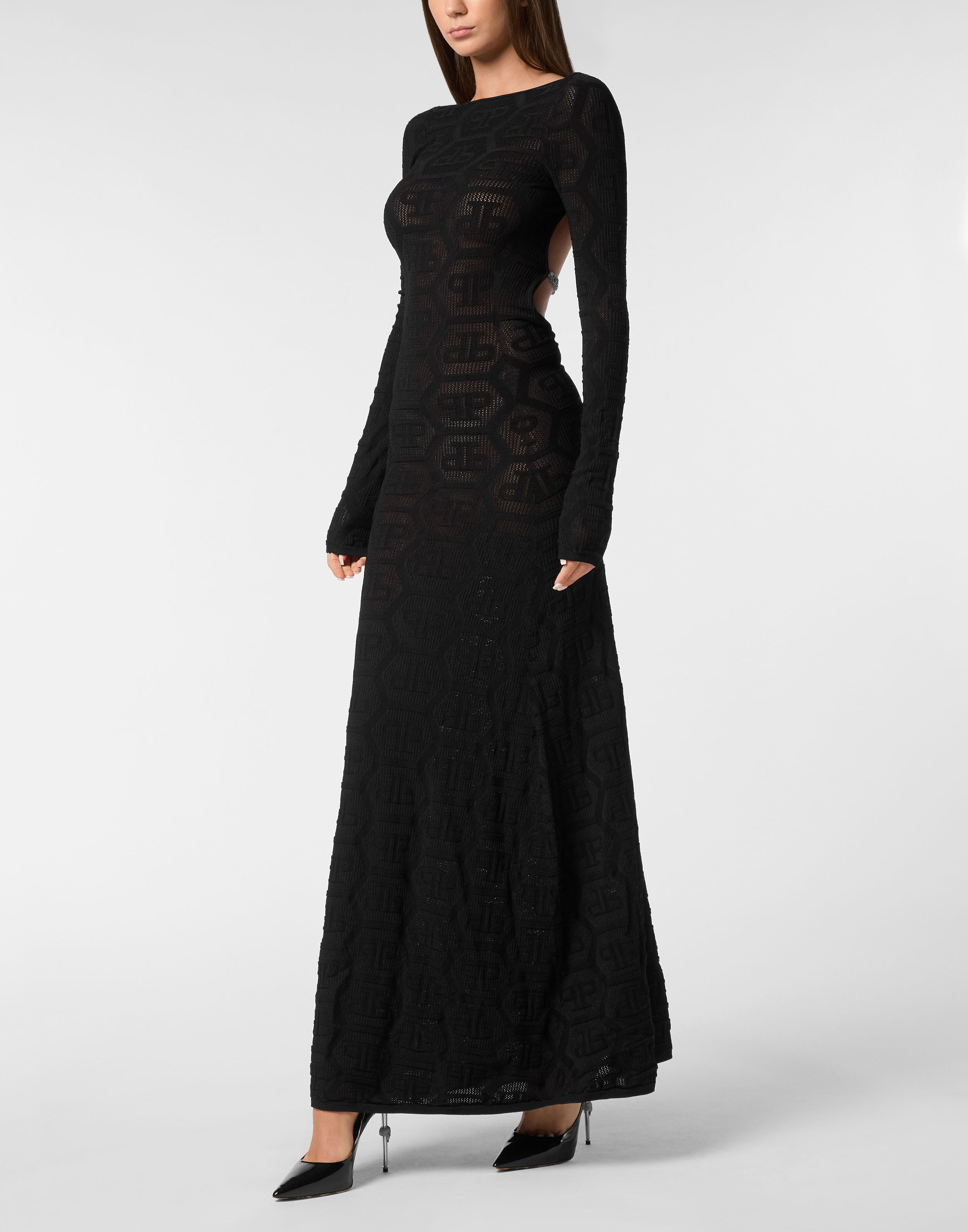 PHILPP PLEIN Long Dress Knitted Monogram
