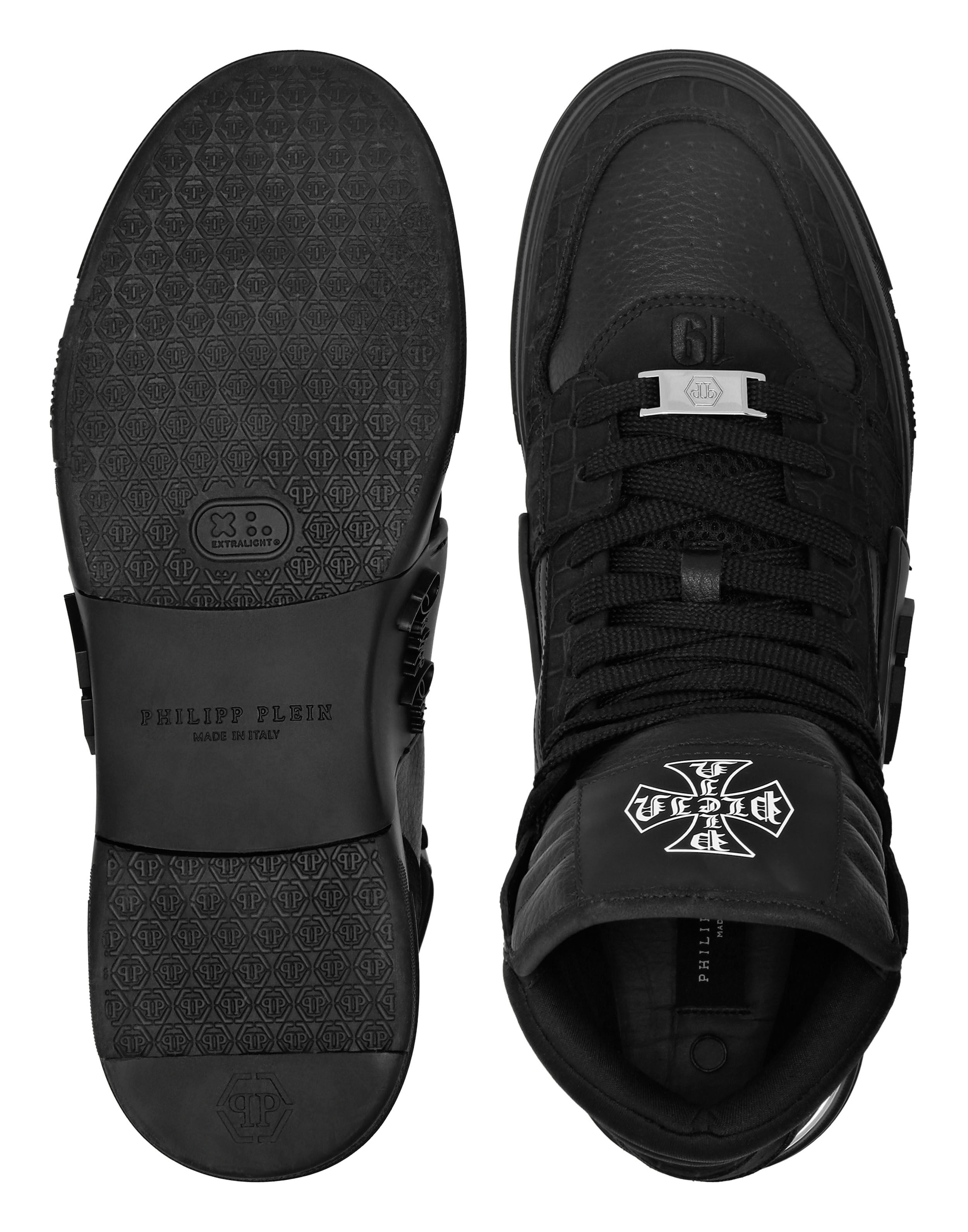 PHILPP PLEIN Nubuck Mid Top Sneakers Phantom