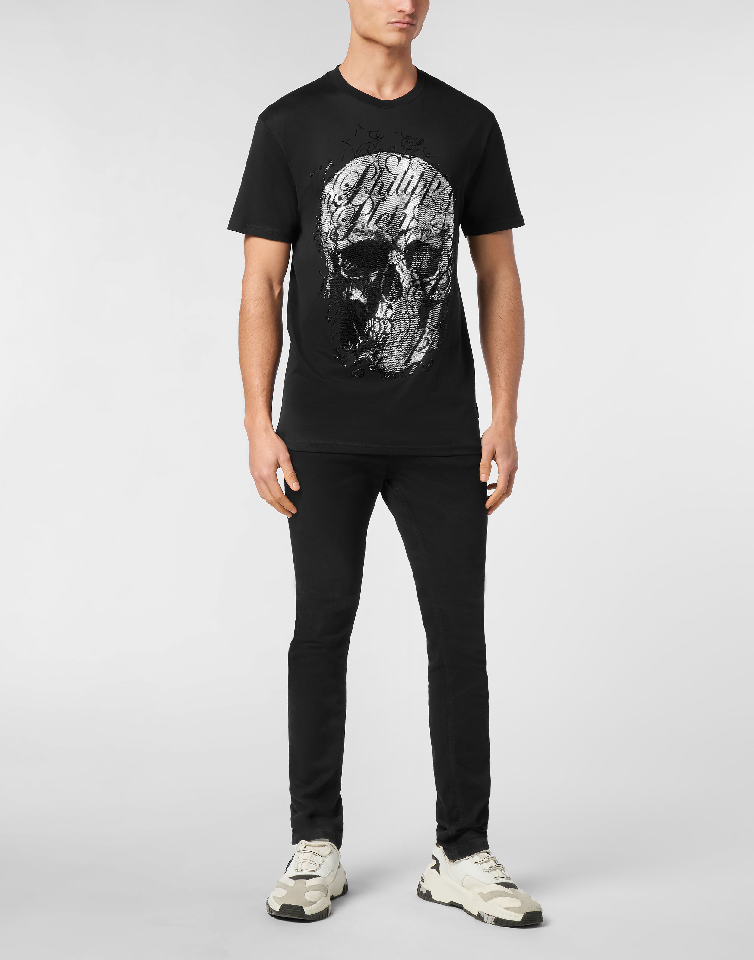 PHILPP PLEIN T-shirt Round Neck SS Skull Coursive