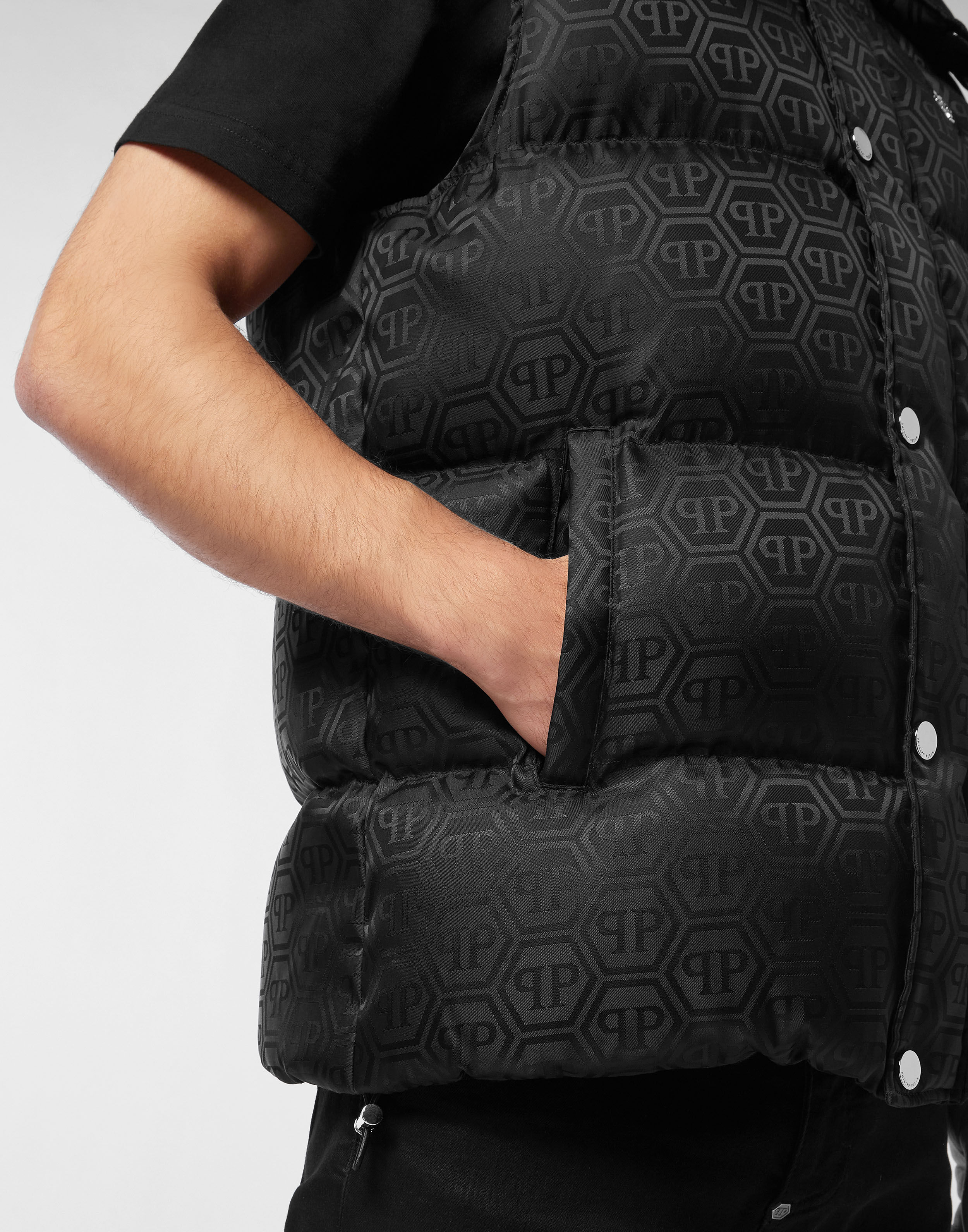 PHILPP PLEIN Nylon Down Vest Monogram