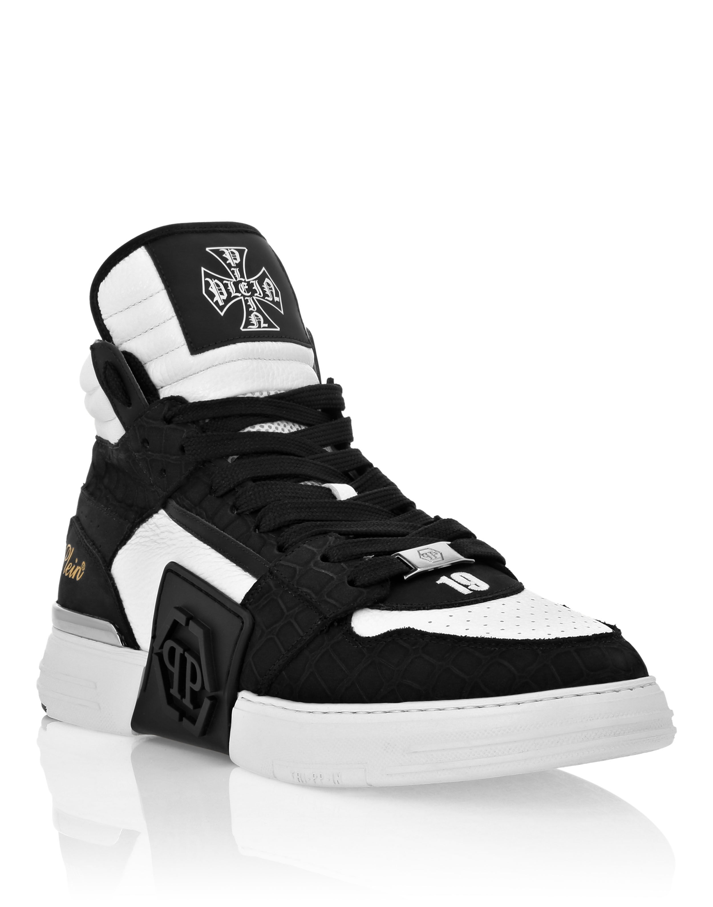 PHILPP PLEIN Nubuck Mid Top Sneakers Phantom