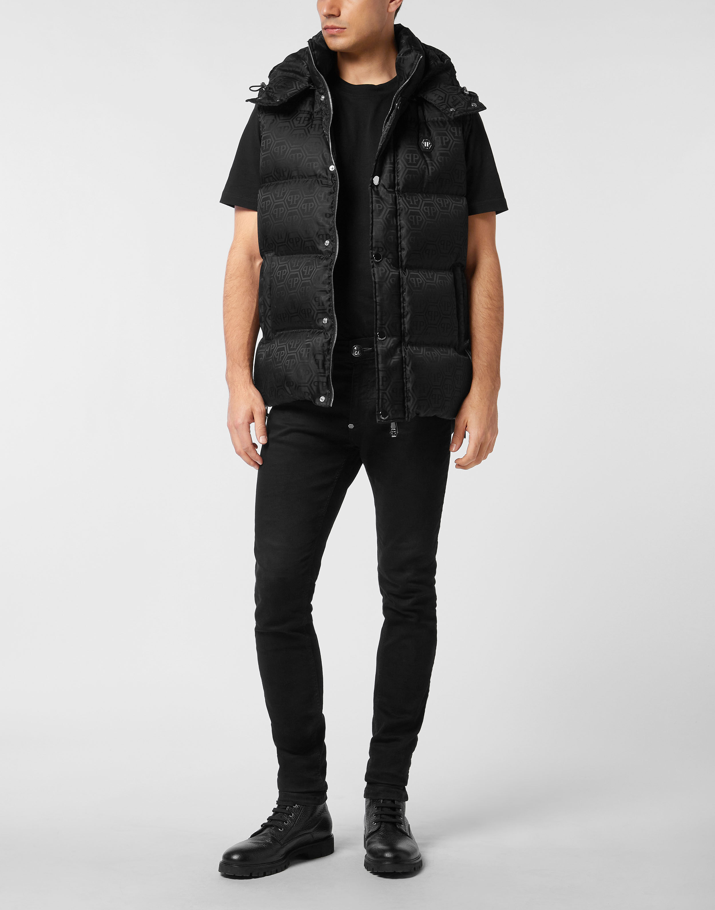 PHILPP PLEIN Nylon Down Vest Monogram