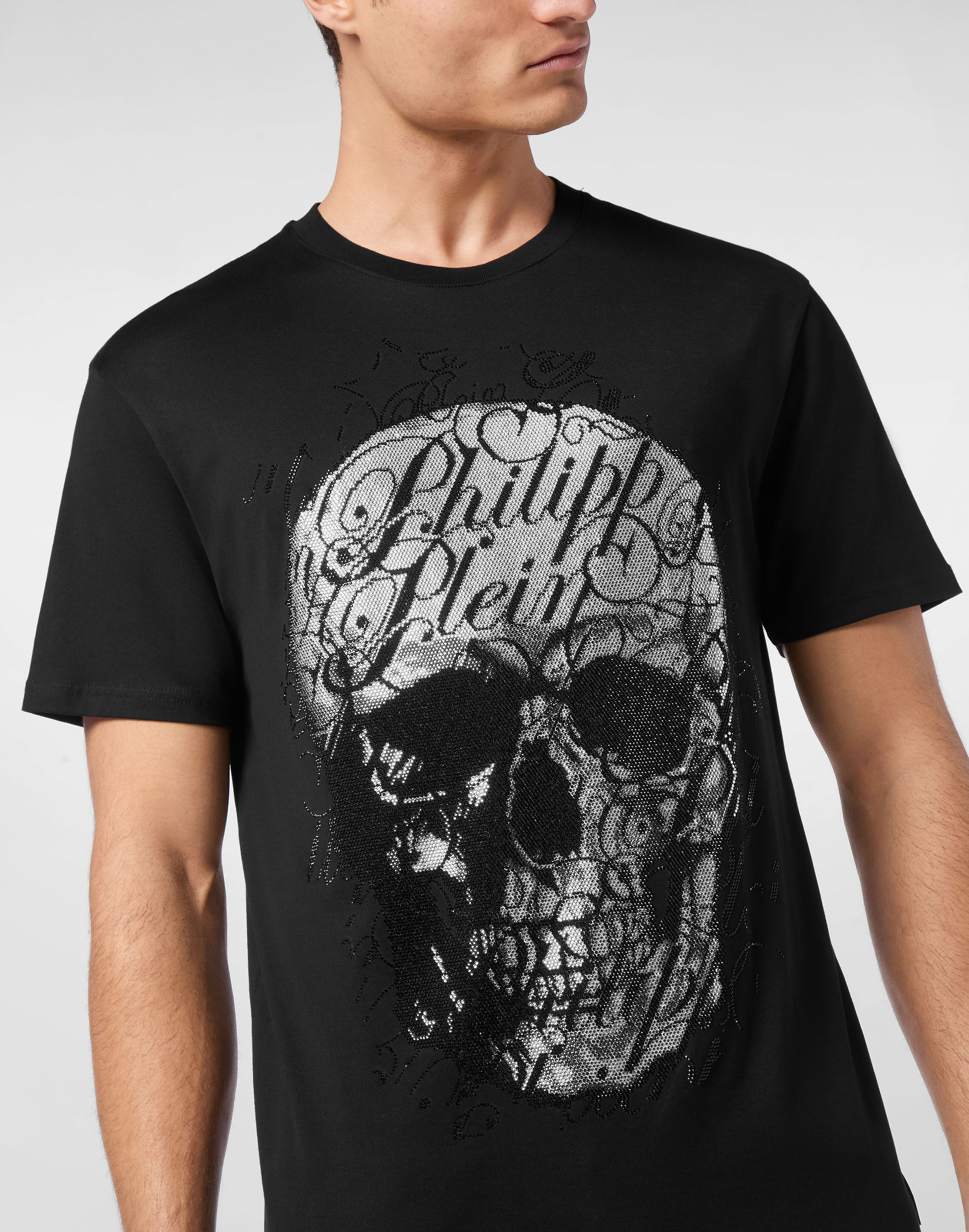 PHILPP PLEIN T-shirt Round Neck SS Skull Coursive