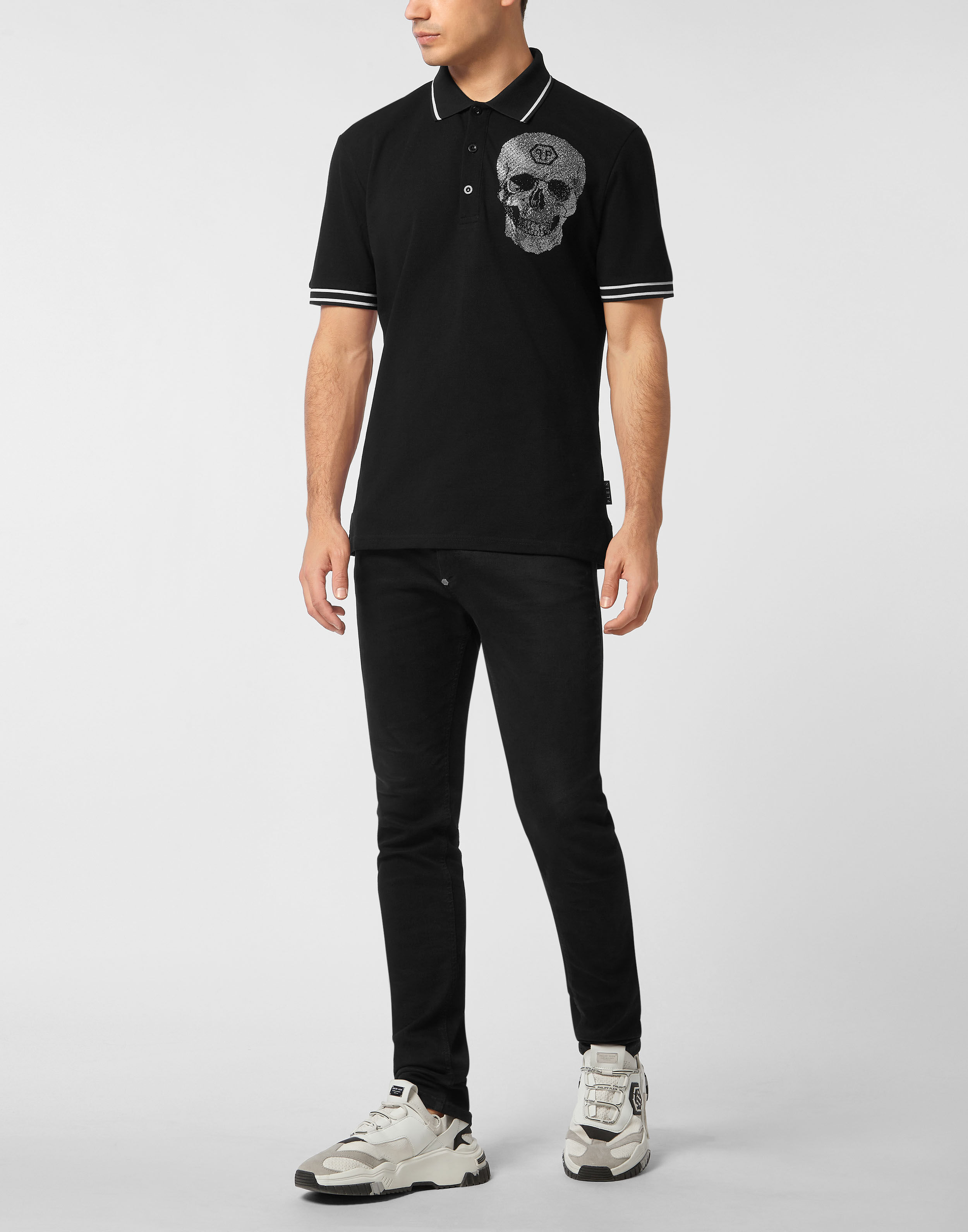 PHILPP PLEIN Polo T-Shirt Crystal Skull