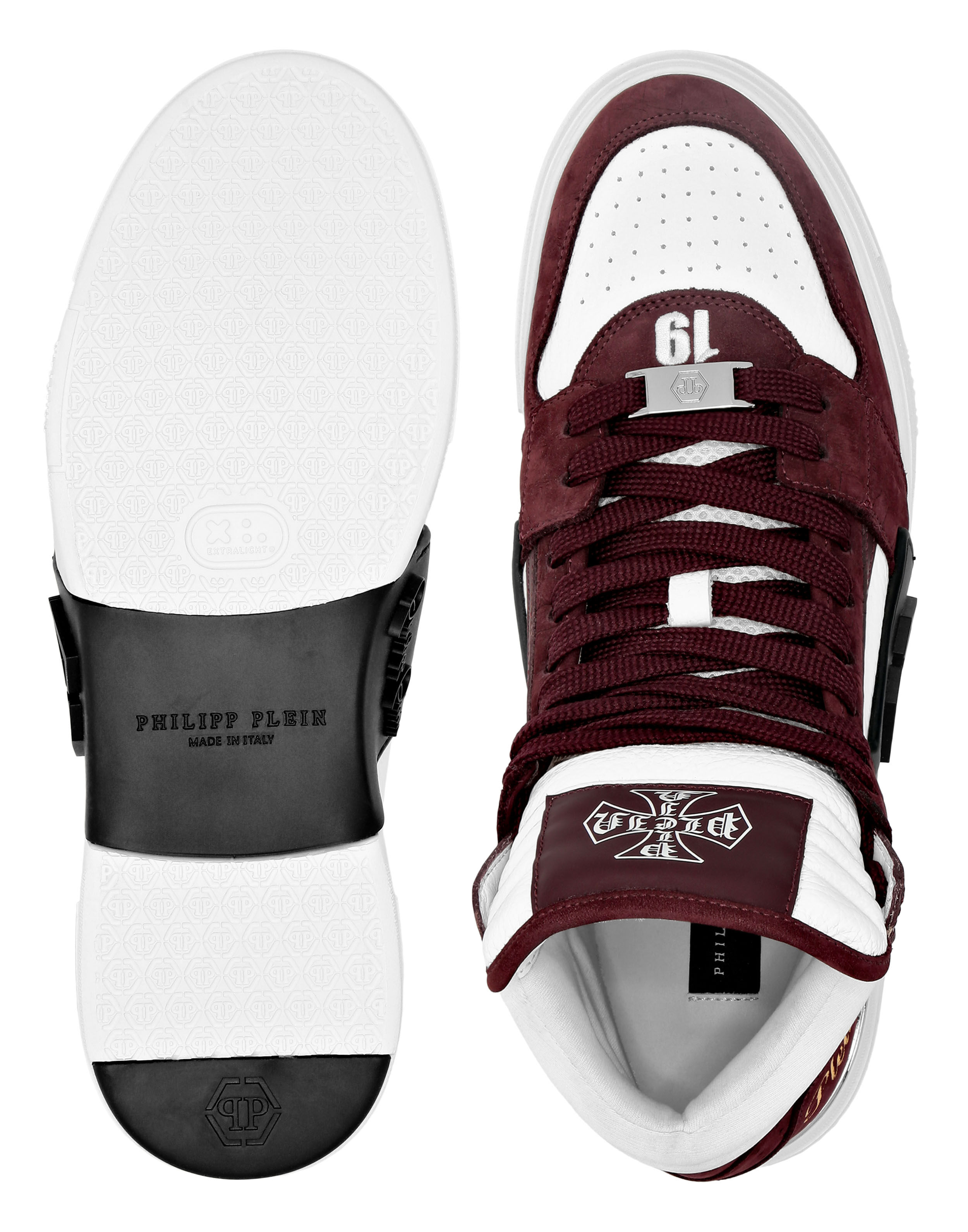 PHILPP PLEIN Nubuck Mid Top Sneakers Phantom