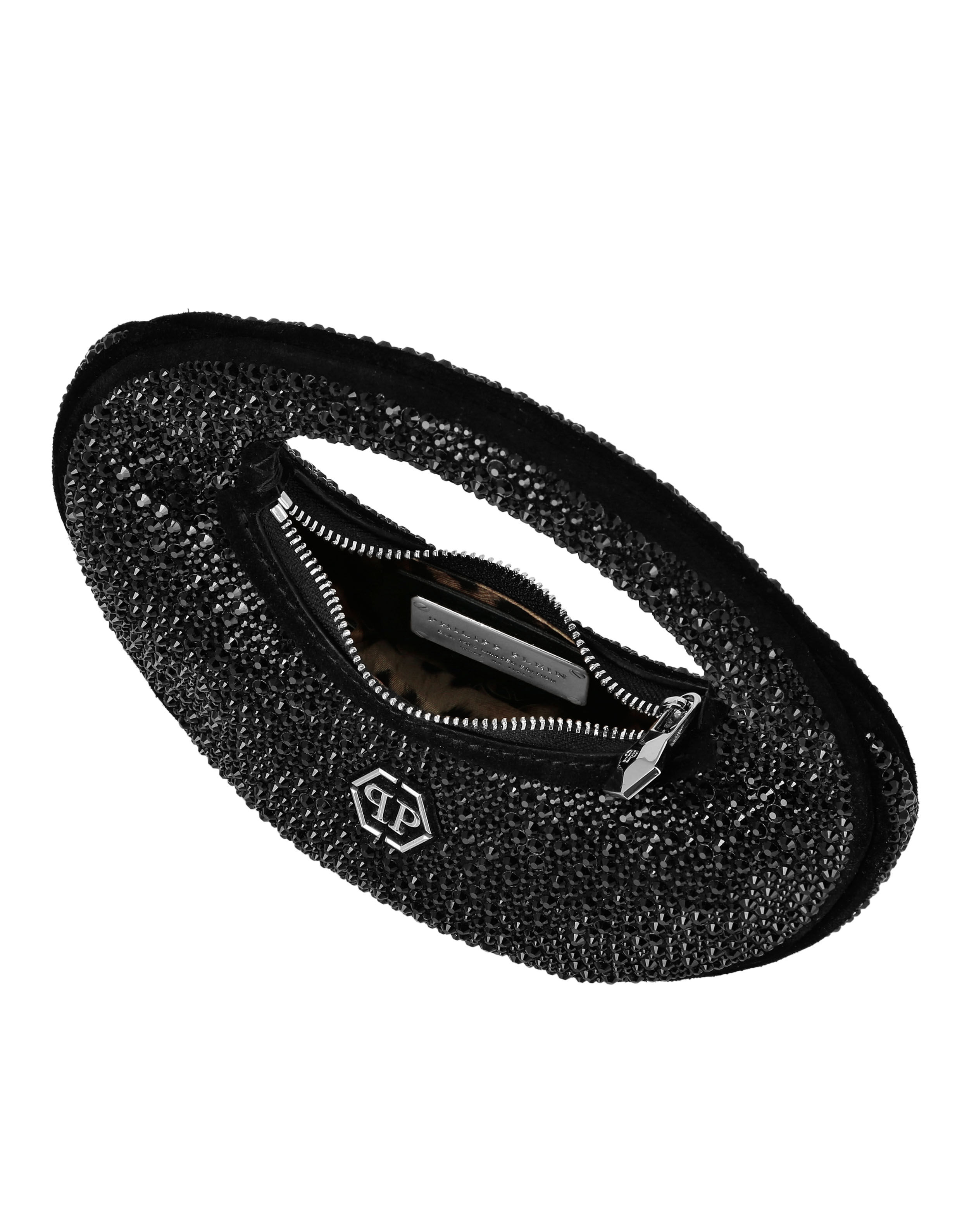 PHILPP PLEIN Suede Mini Handle Bag Strass