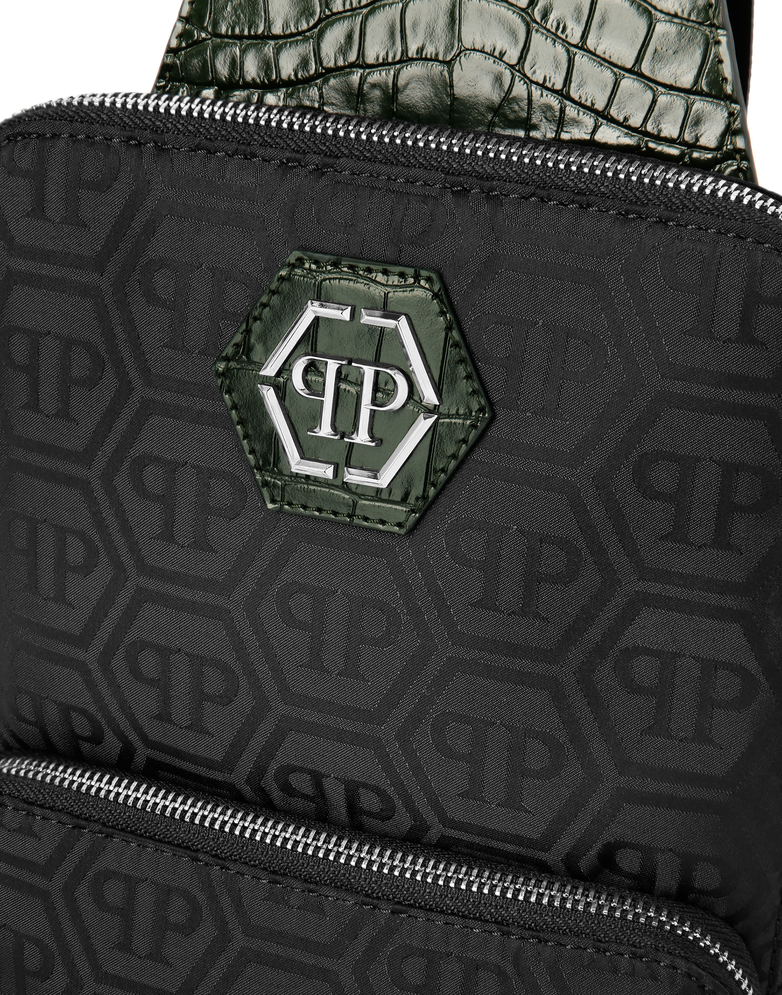 PHILPP PLEIN Nylon and Leather Cross-Body Monogram