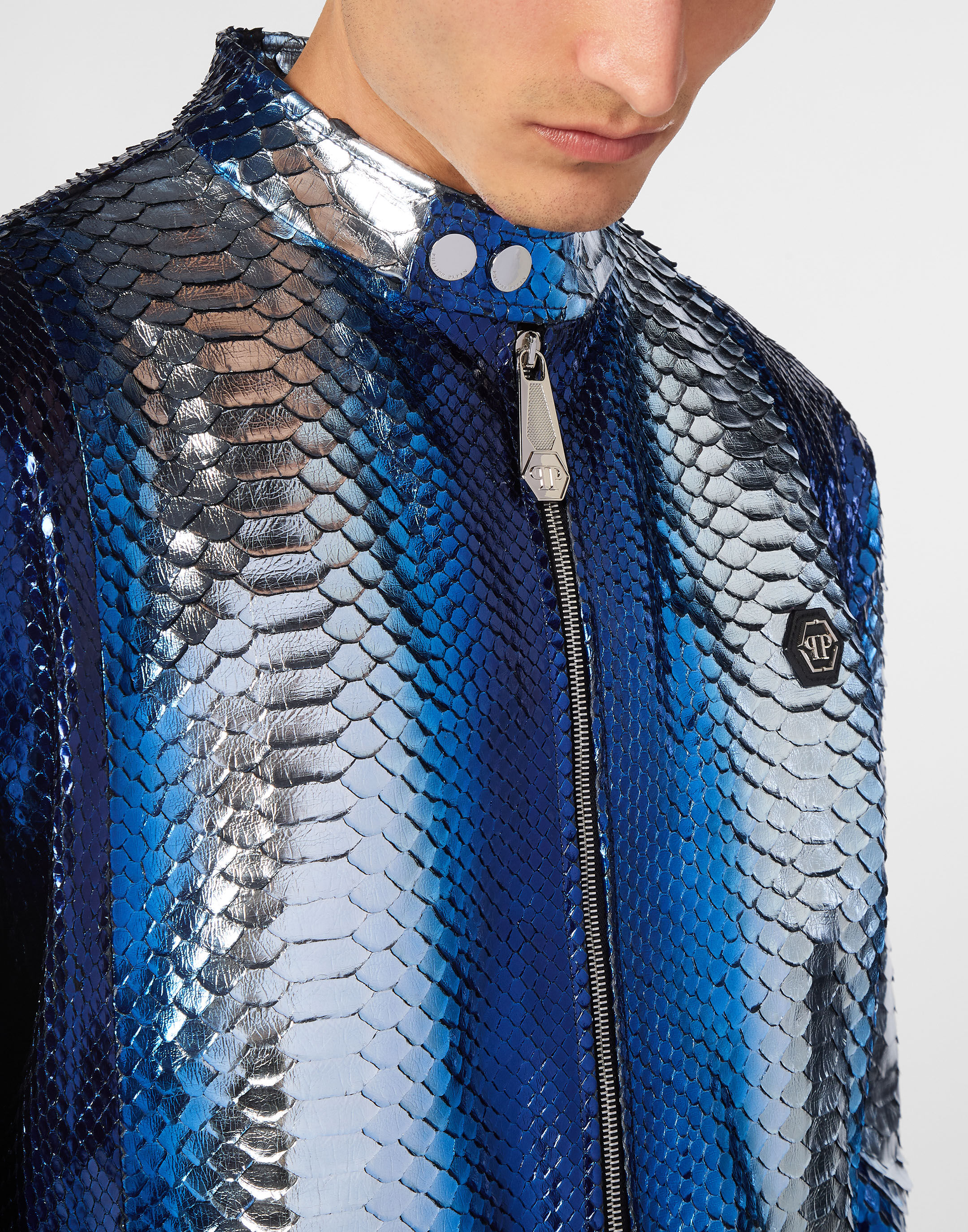 PHILPP PLEIN Python Leather Moto Jacket