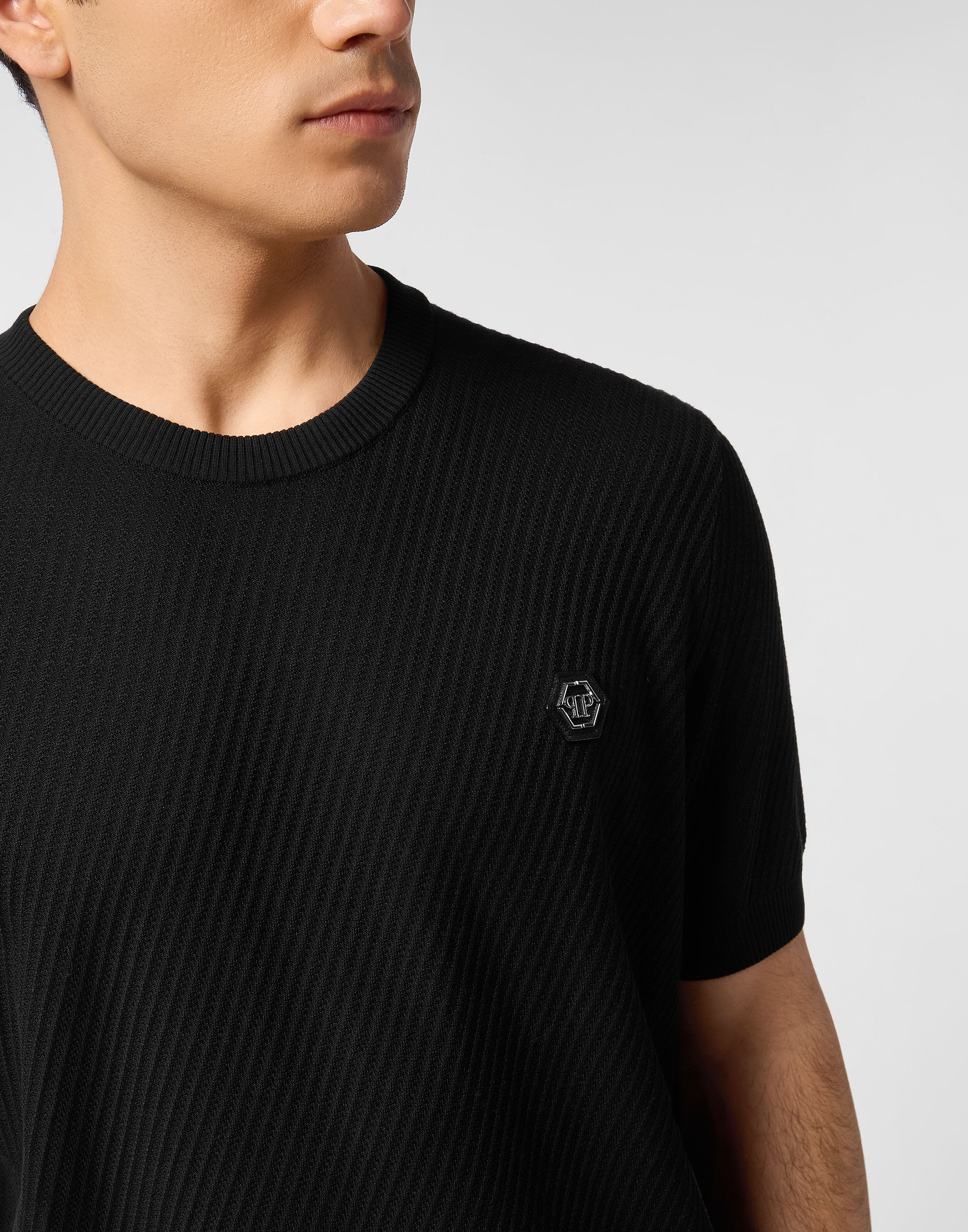 PHILPP PLEIN Knited Round Neck T-Shirt Wool Silk Blend