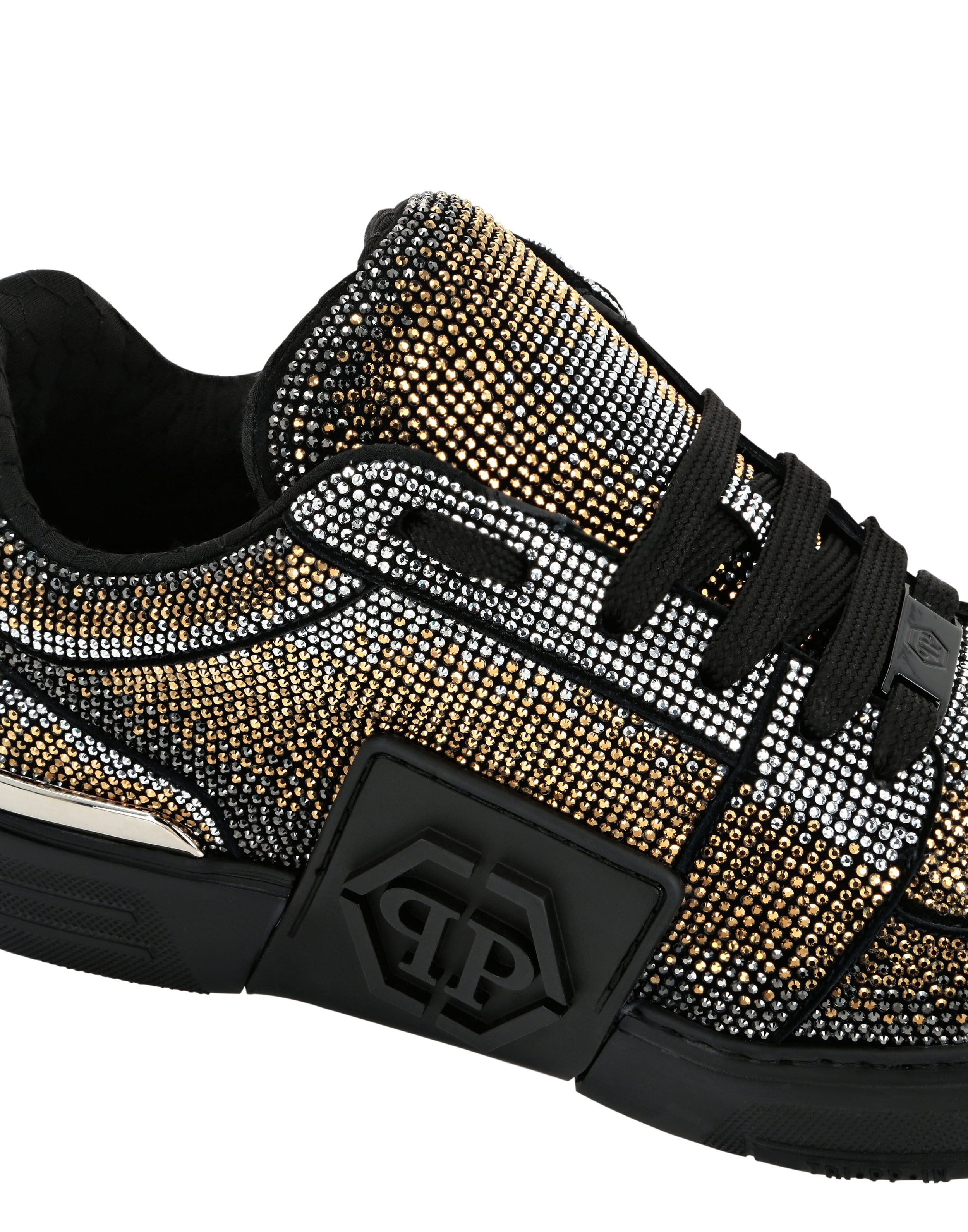 PHILPP PLEIN Suede Lo-Top Sneakers Strass Hexagon
