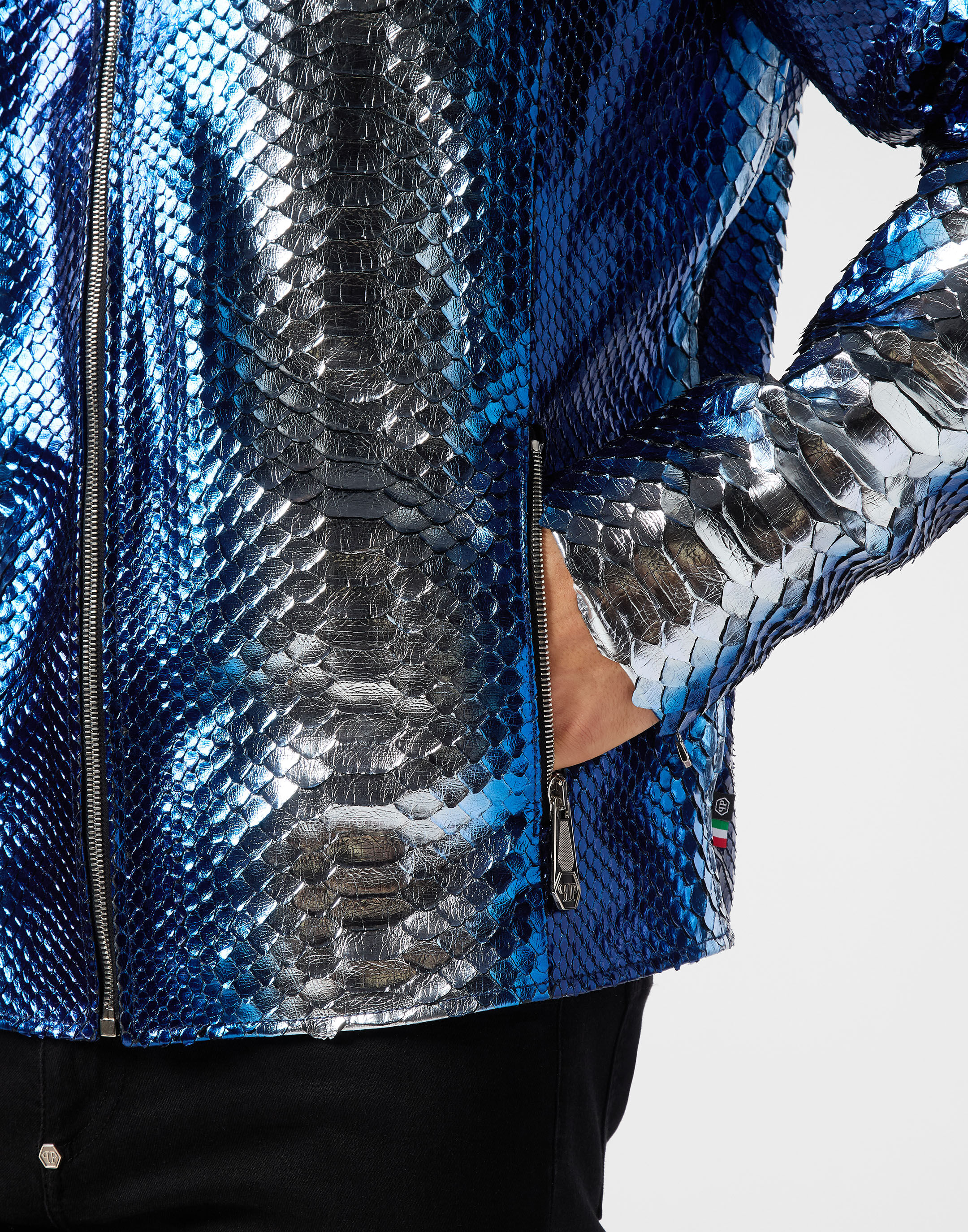 PHILPP PLEIN Python Leather Moto Jacket