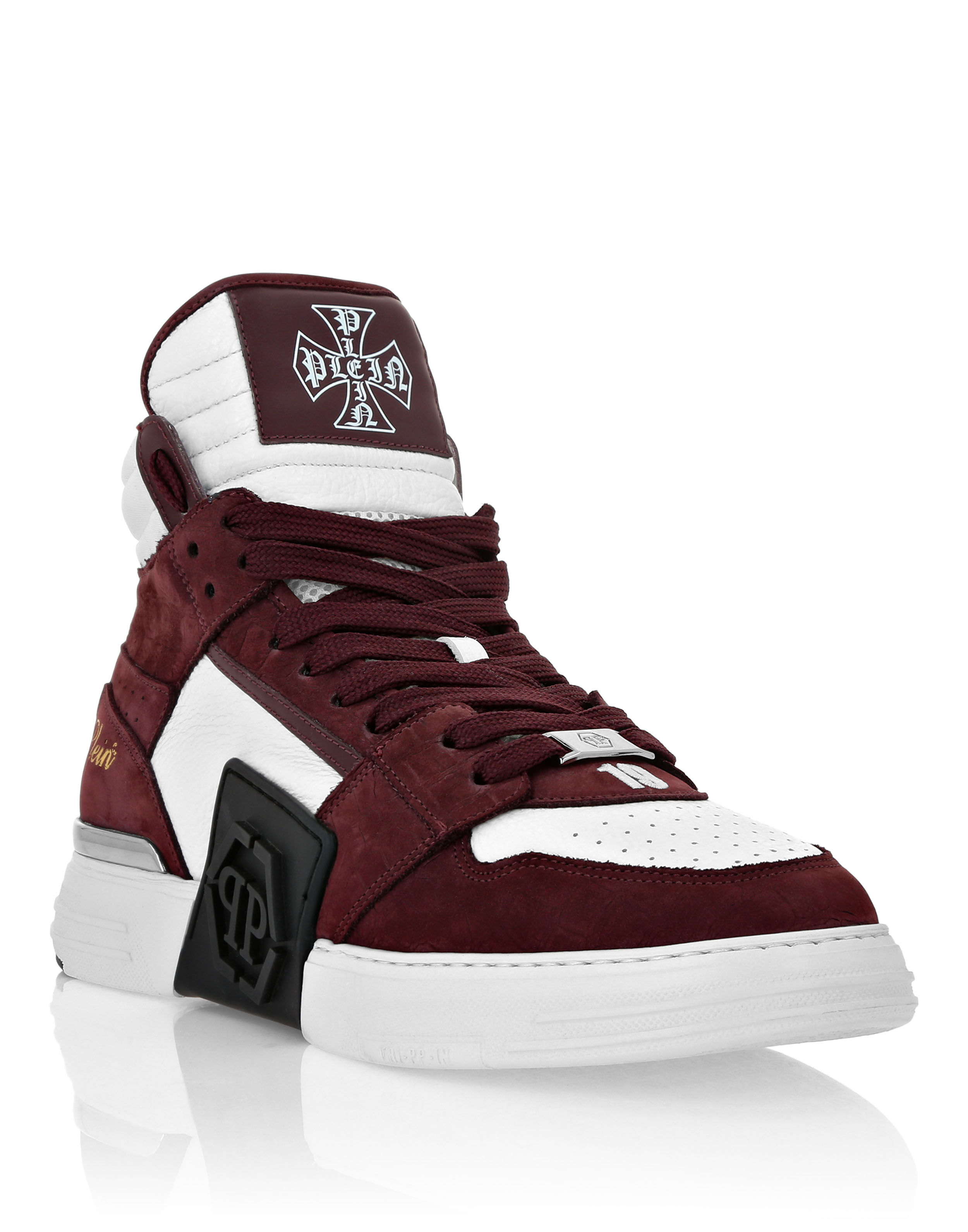PHILPP PLEIN Nubuck Mid Top Sneakers Phantom